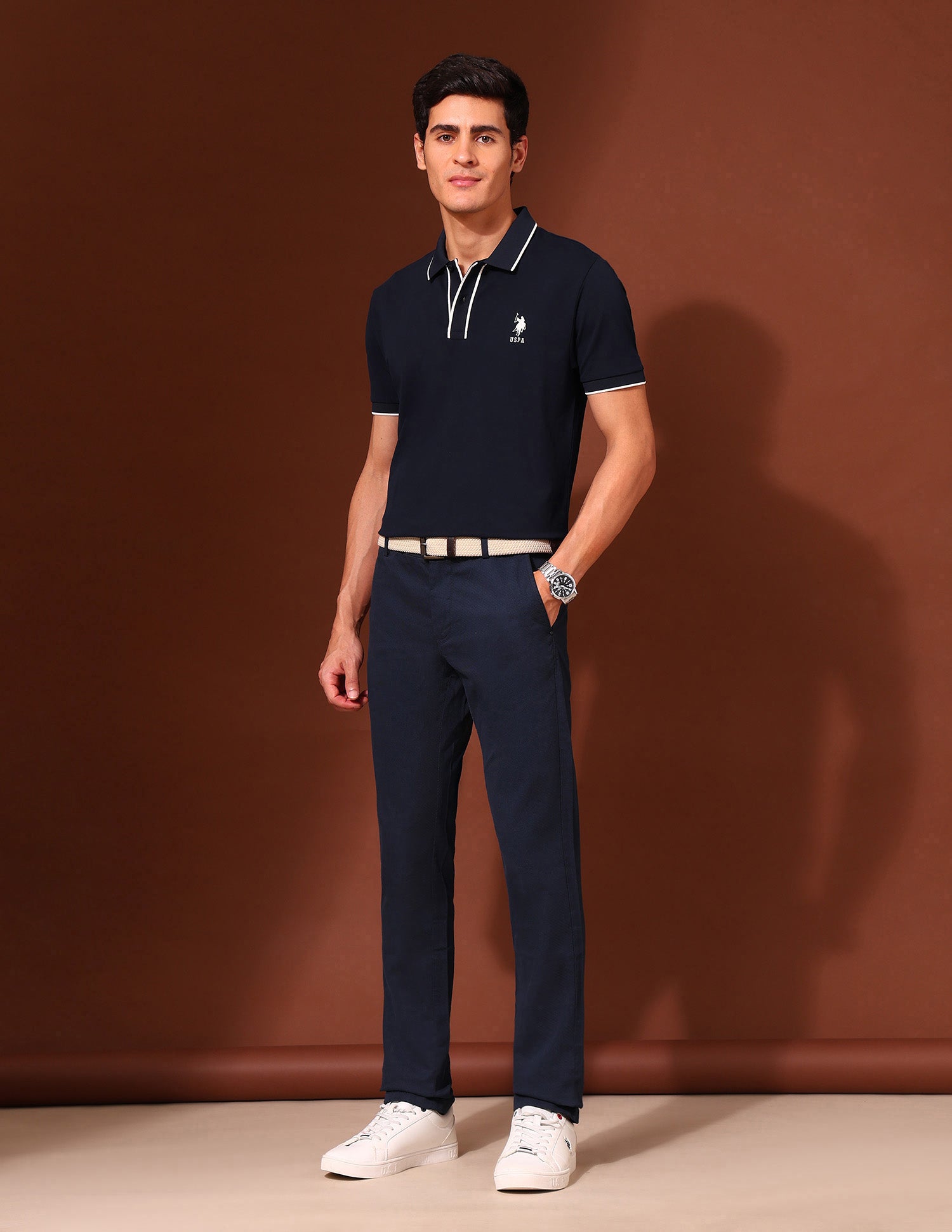 Slim Fit Work and Wander Polo Shirt Navy - U.S. Polo Assn. India | Large