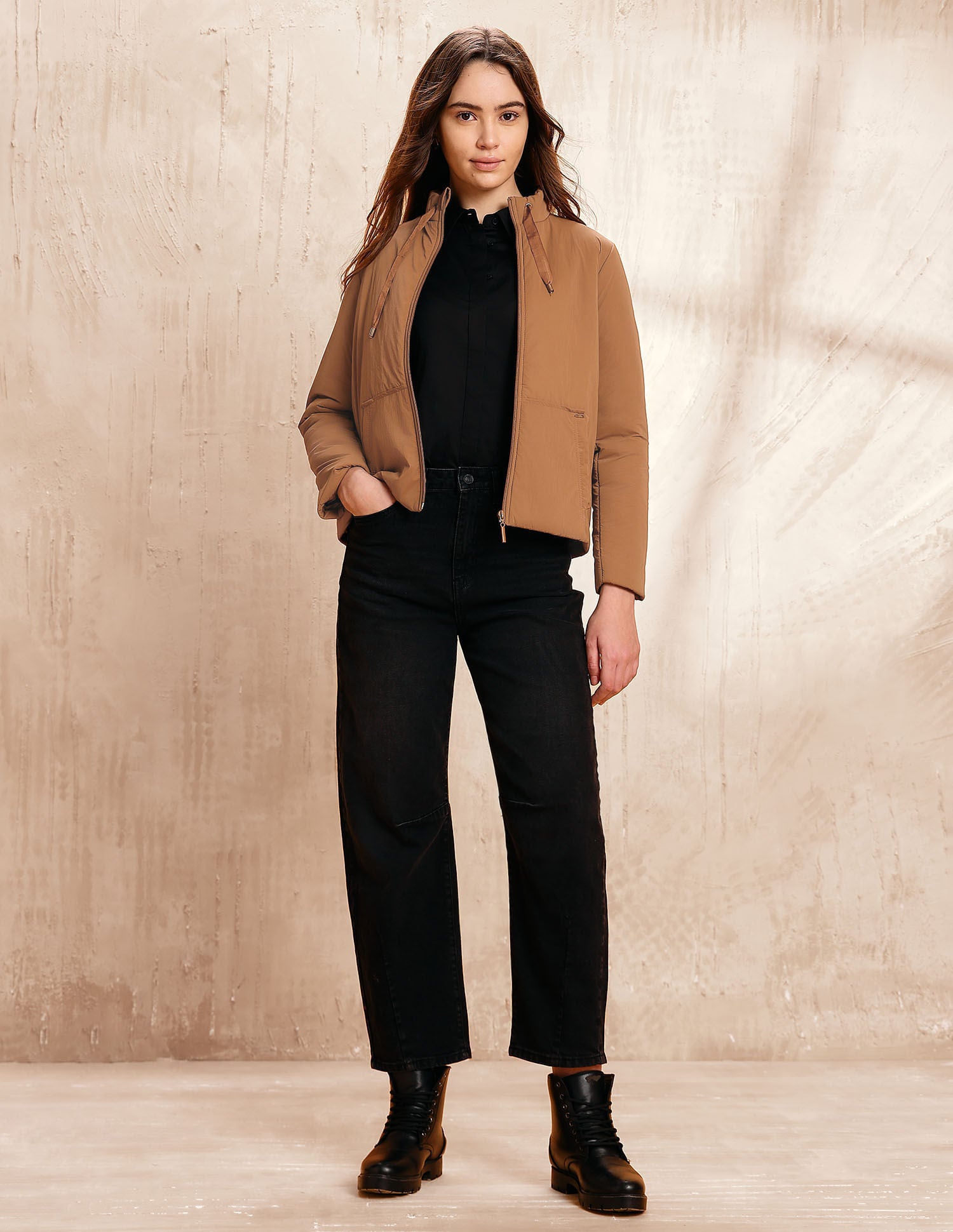 Solid Regular Fit Puffer Jacket Bronze - U.S. POLO ASSN. | Large