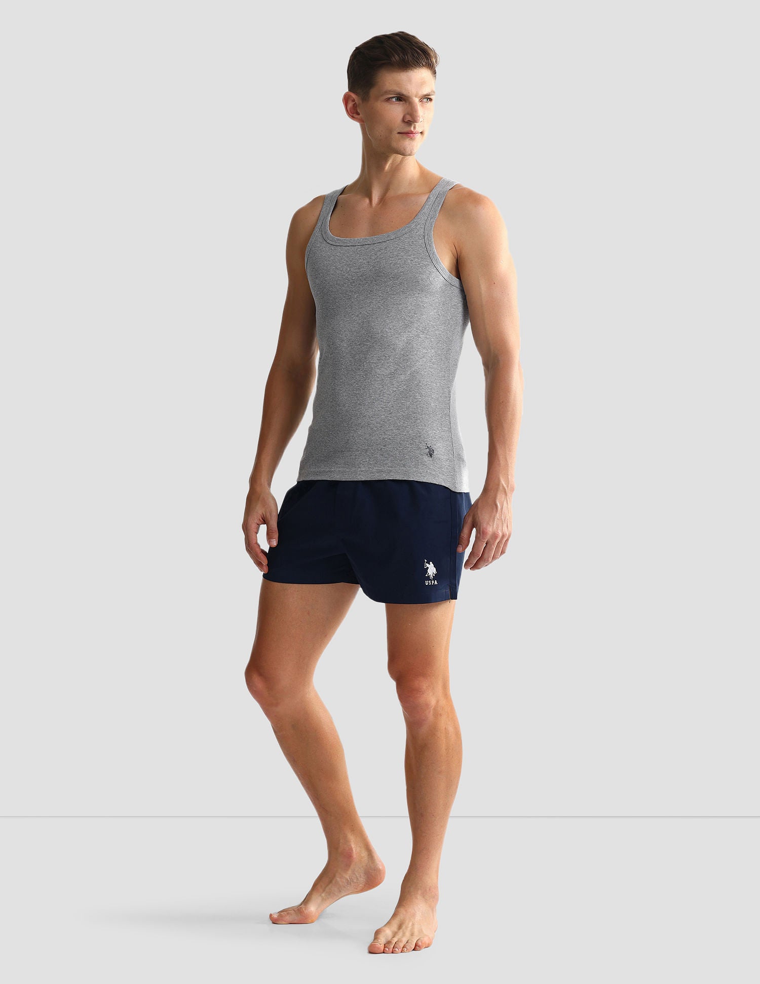 Pure Cotton EV006 Vest - Pack Of 2 Grey Melange - U.S. POLO ASSN. | Large