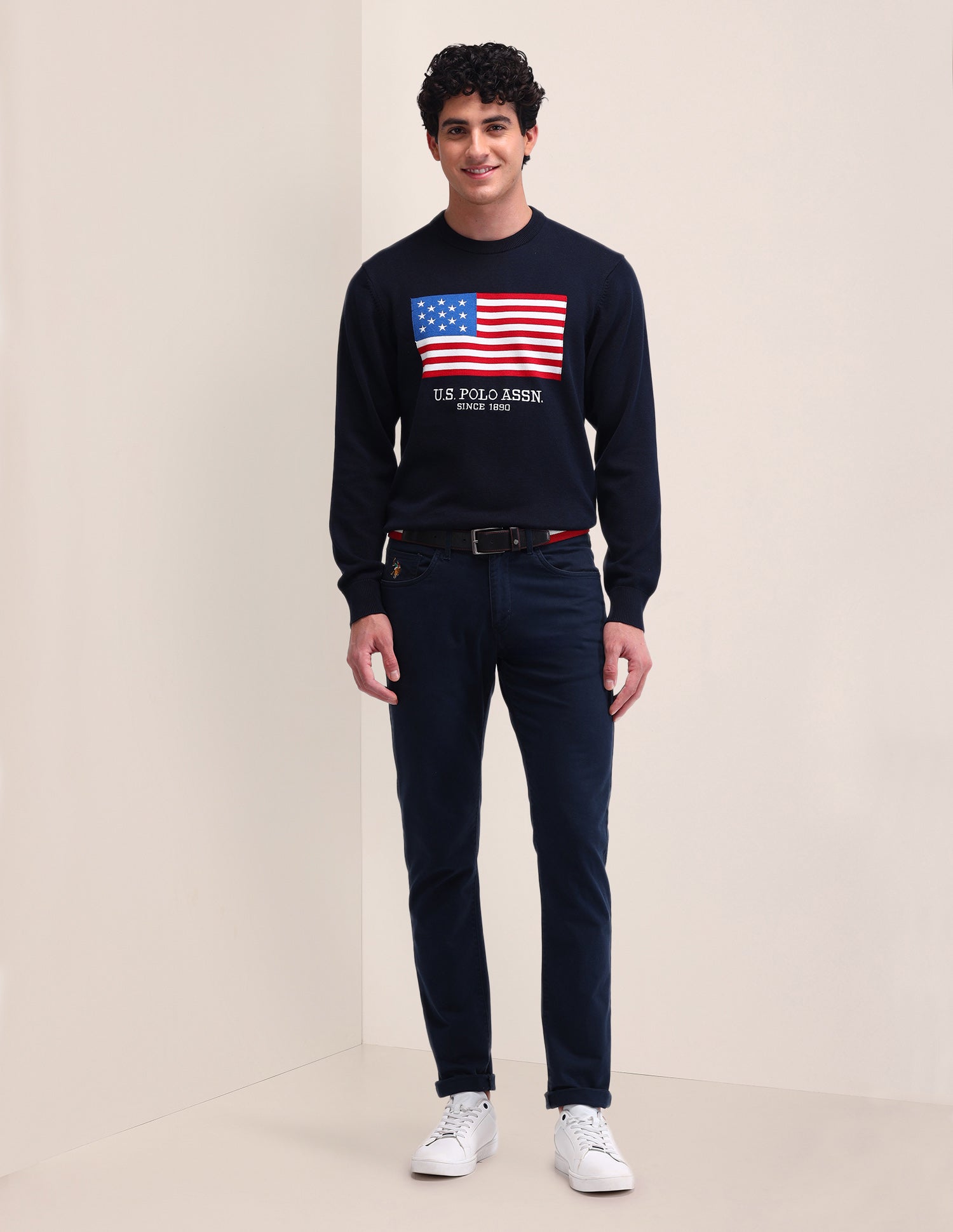 Graphic Printed Regular Fit Sweater Navy - U.S. Polo Assn. India | Large