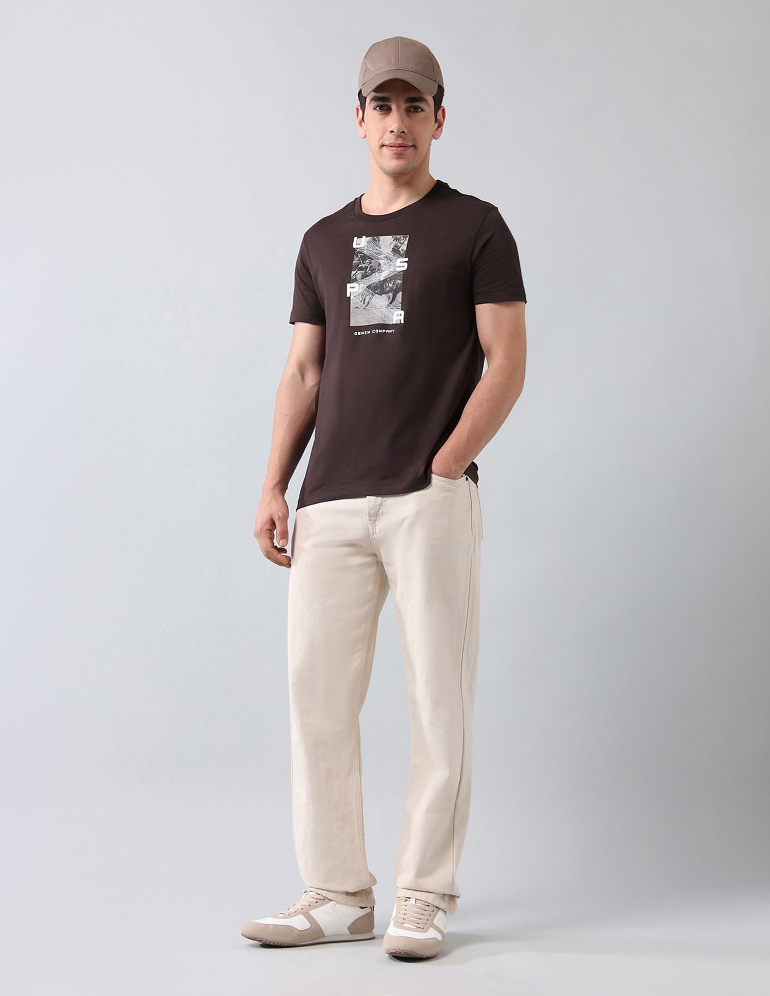 Muscle Fit Brand Printed T-Shirt Dark Brown - U.S. Polo Assn. India | Large