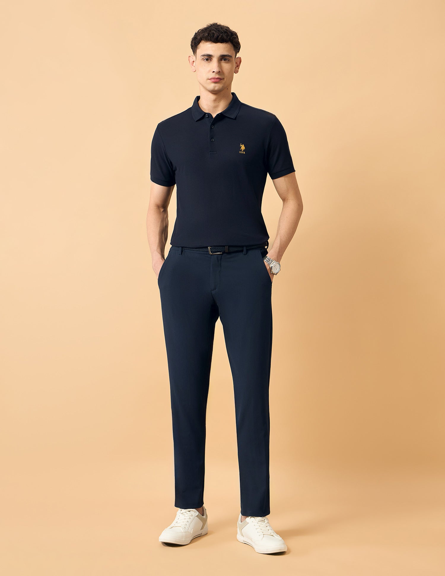 Pacho X Solid Cotton Polo Shirt Navy - U.S. POLO ASSN. | Large