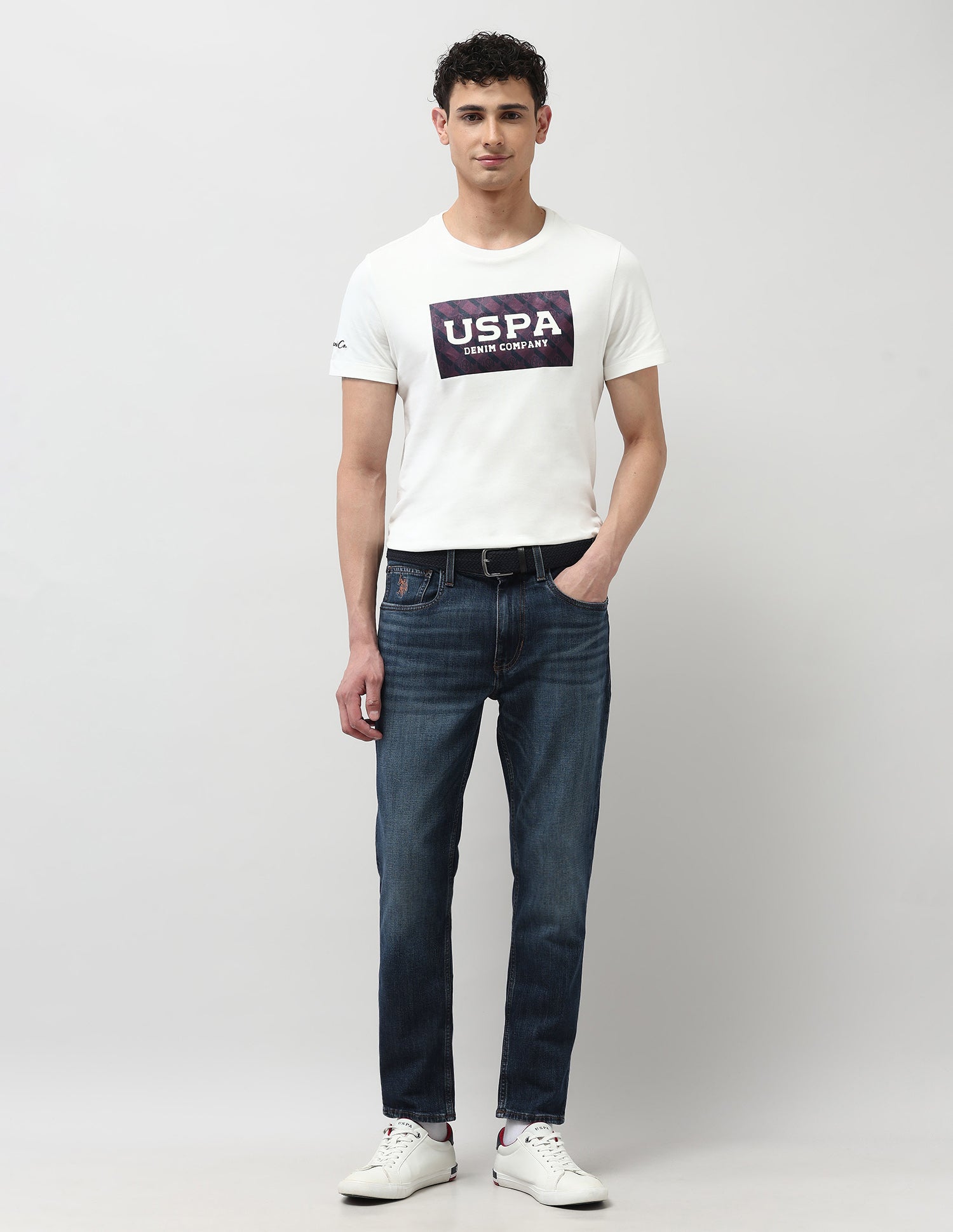 Cole Comfort Cropped Fit Blue Jeans Dark Blue - U.S. POLO ASSN. | Large