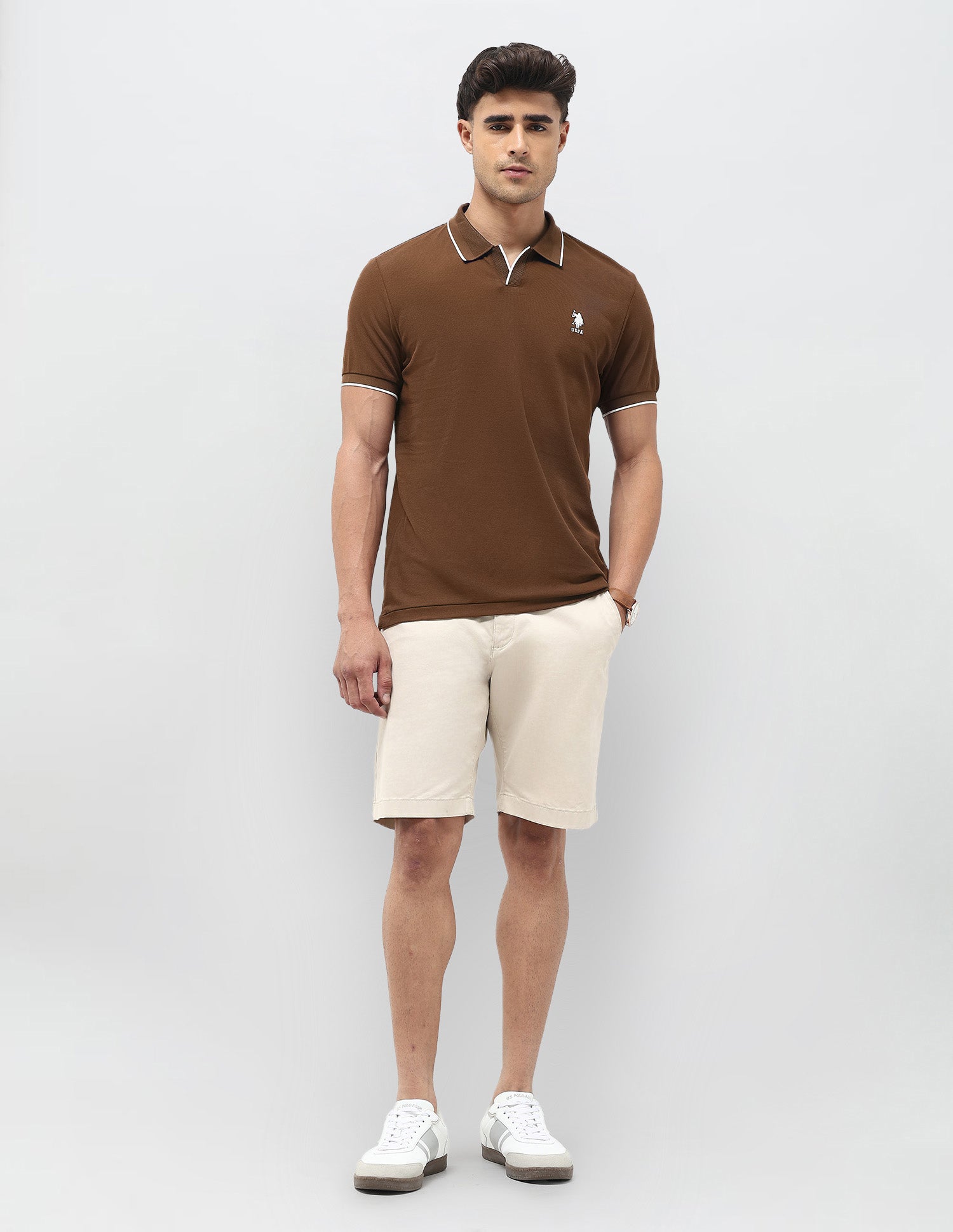 Solid Regular Fit Polo Shirt Brown - U.S. POLO ASSN. | Large