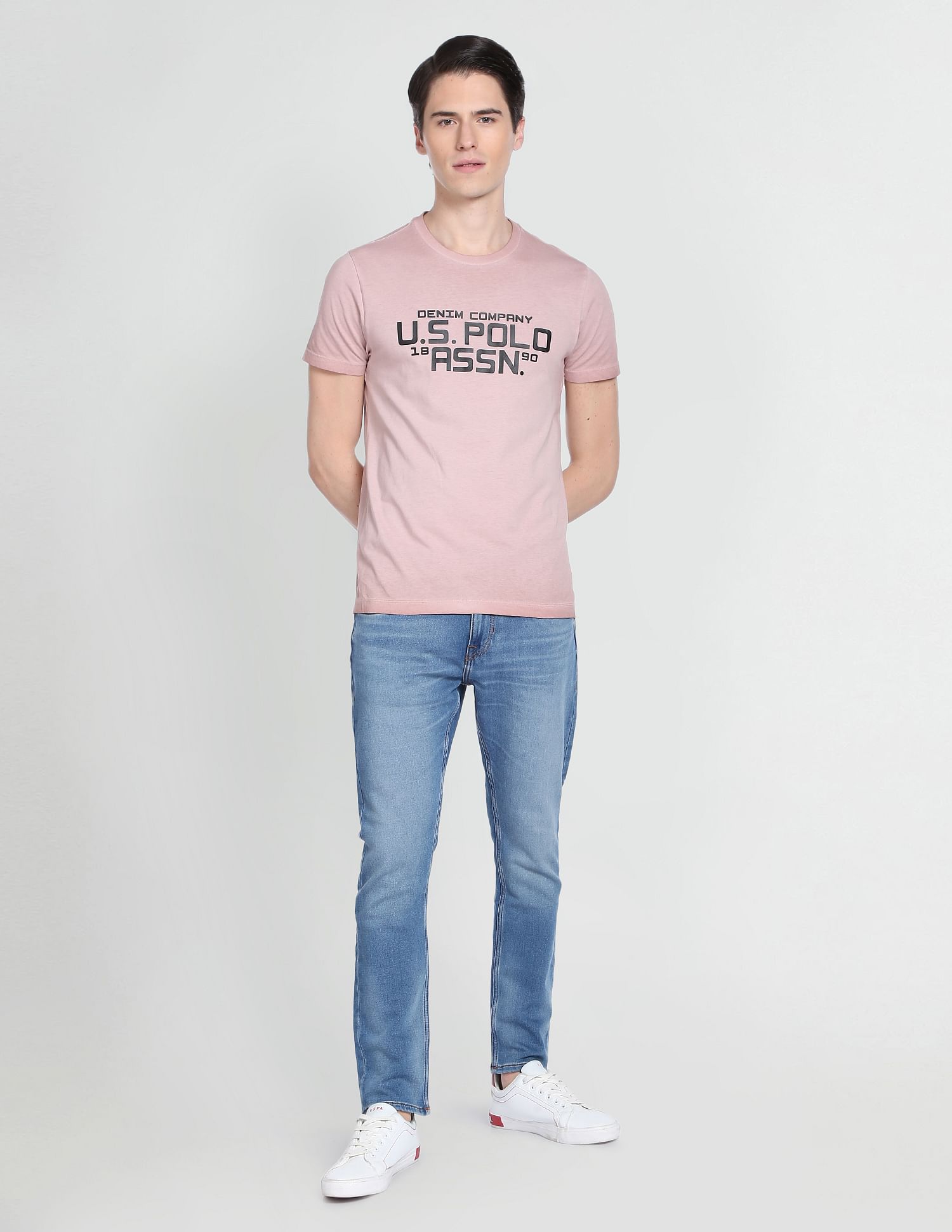 Iconic Brand Print T-Shirt Dusty Pink - U.S. Polo Assn. India | Large