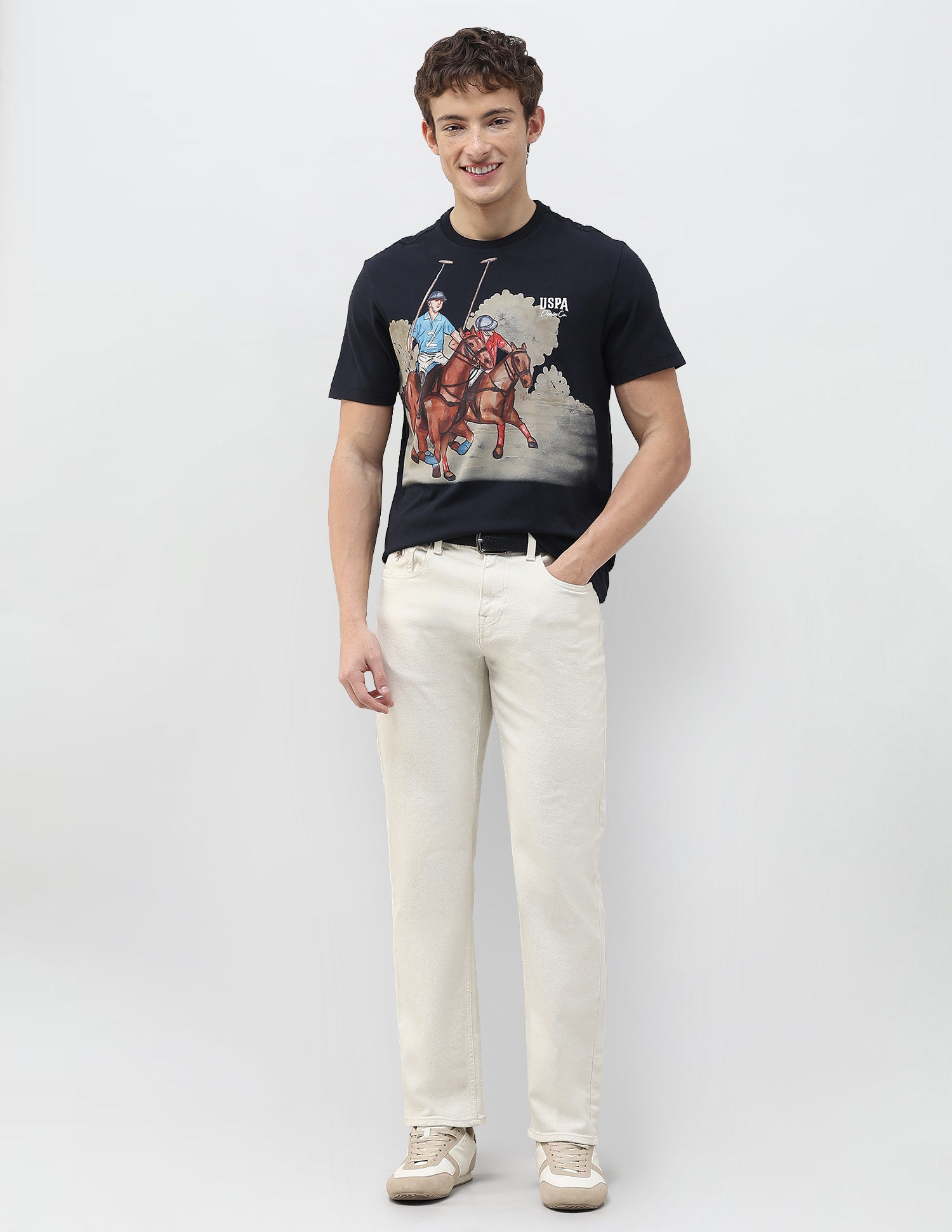 Graphic Brand Printed Slim Fit T-Shirt Navy - U.S. Polo Assn. India | Large