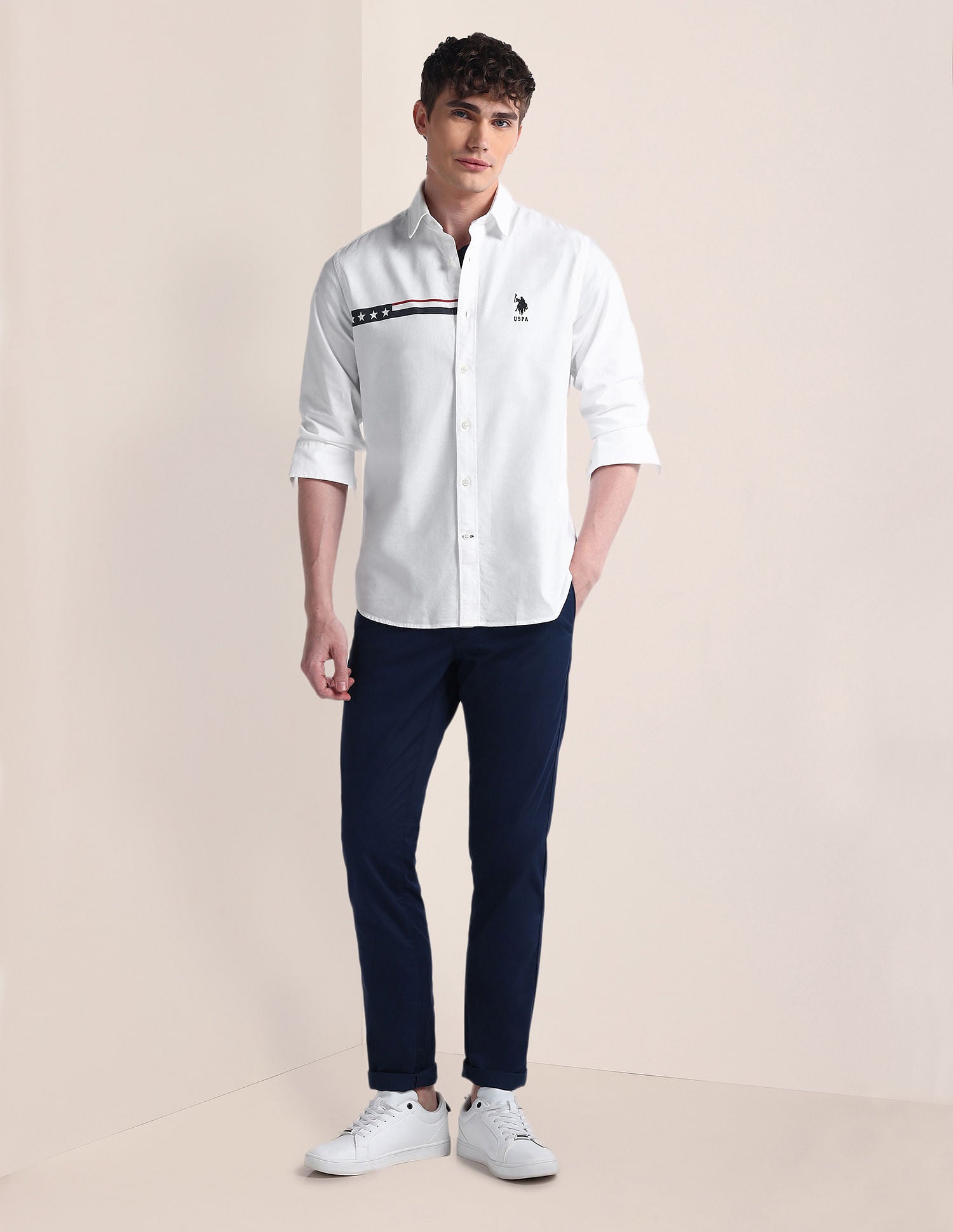 Long Sleeve Graphic Print Shirt White - U.S. POLO ASSN. | Large