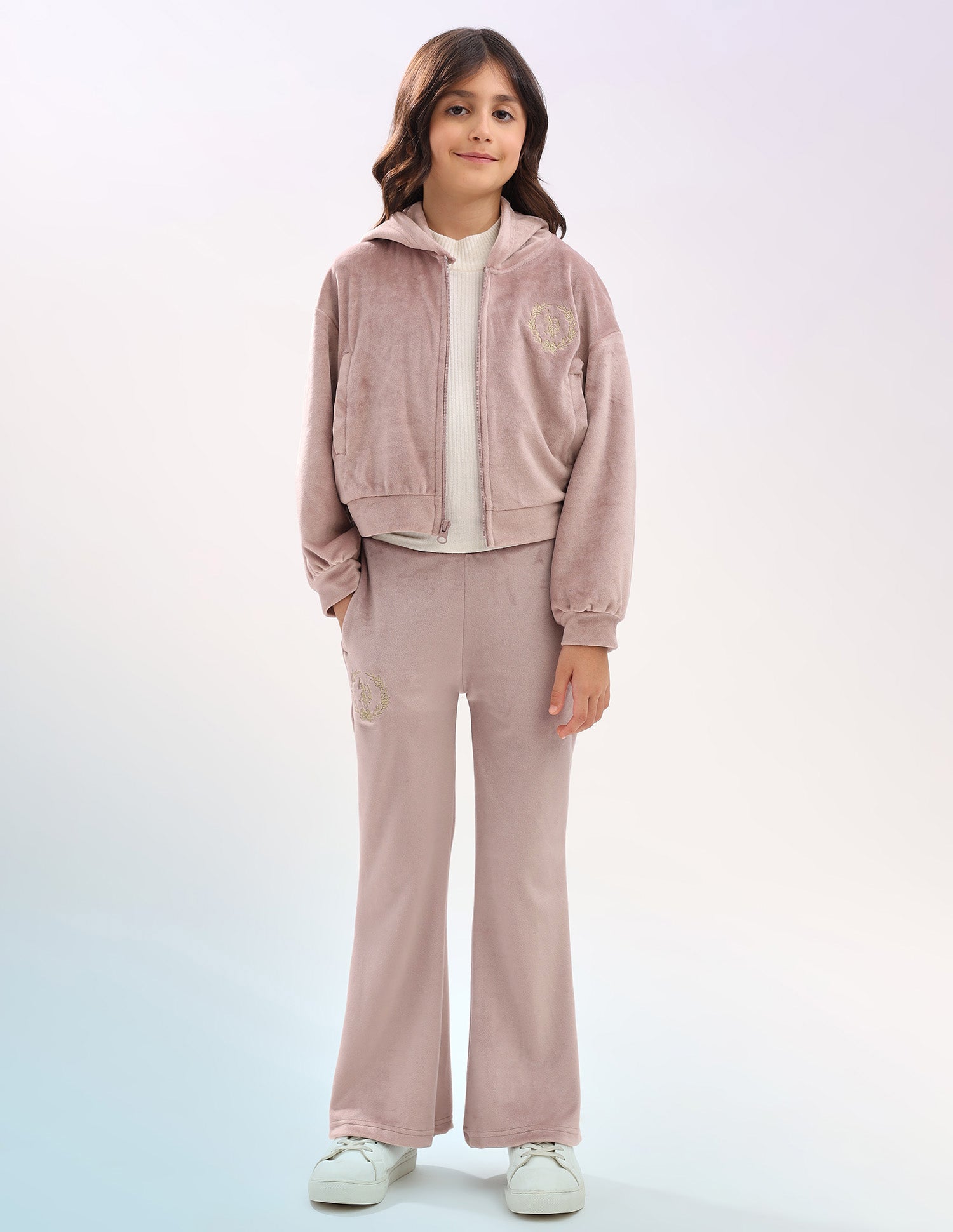 Girls Solid Regular Fit Flared Track Pants Pink - U.S. POLO ASSN. | Large