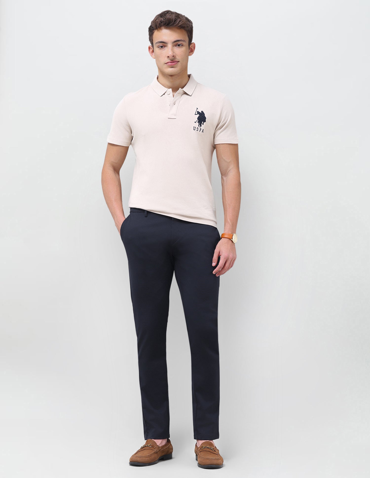 Super Slim Fit Satin Trousers Navy - U.S. Polo Assn. India | Large