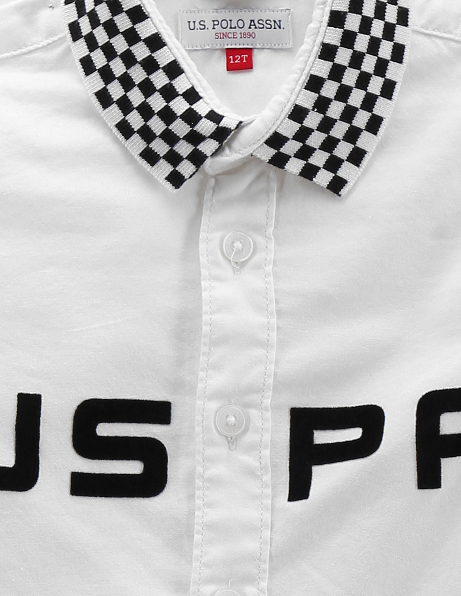 Boys Check Collar Cotton Shirt White - U.S. POLO ASSN. | Large