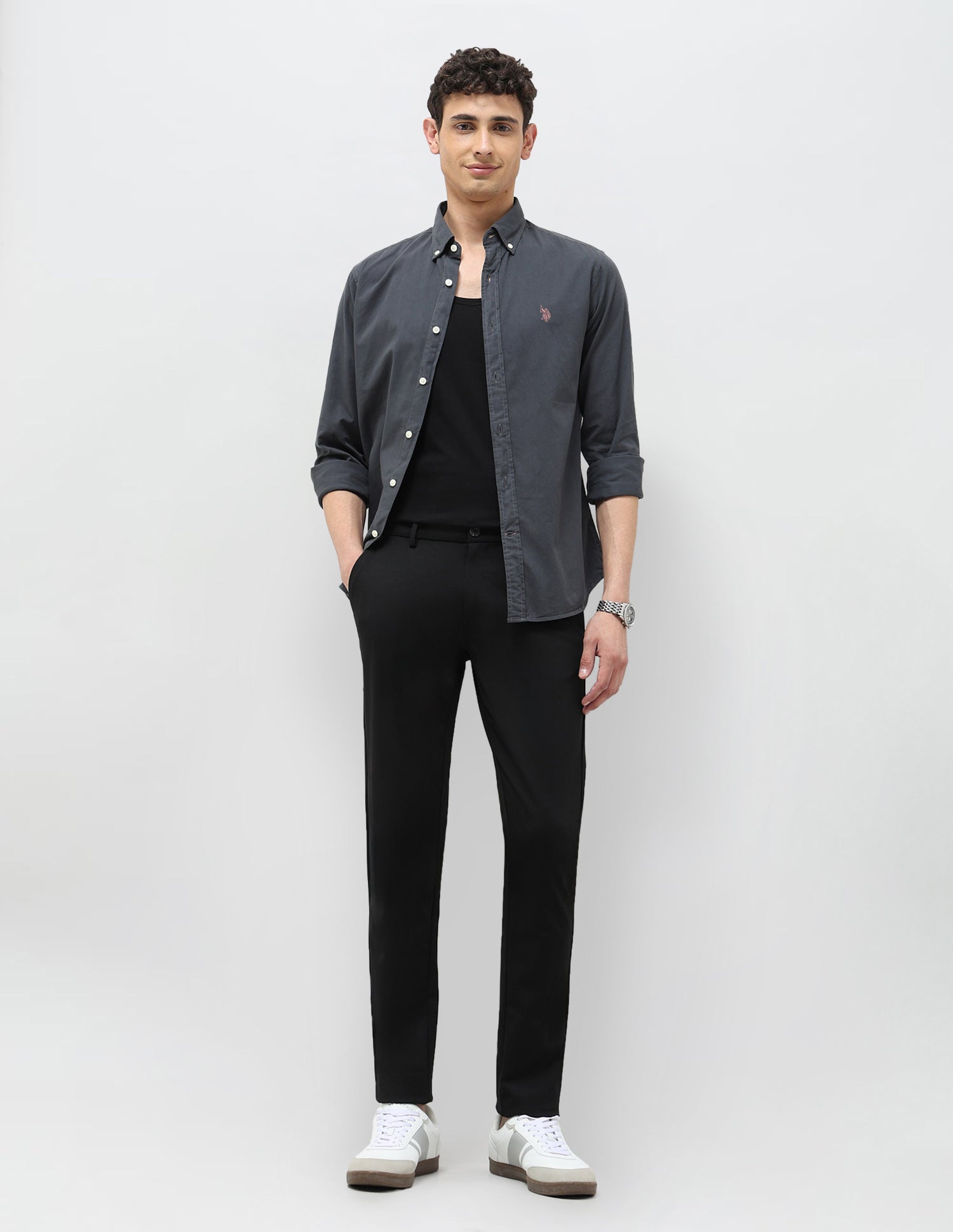 Mid Rise Slim Fit Trousers Black - U.S. POLO ASSN. | Large