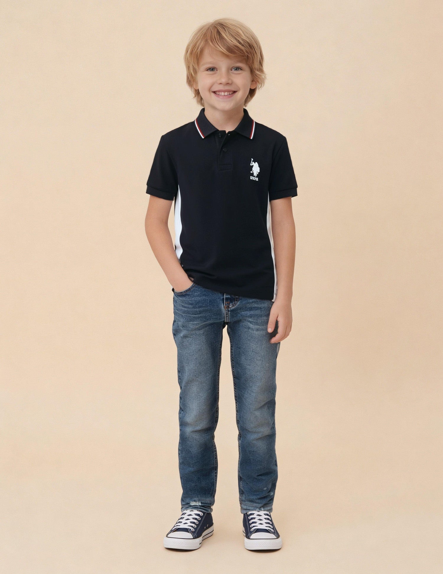 Colour Blocked Regular Fit Polo Shirt Navy - U.S. Polo Assn. India | Large
