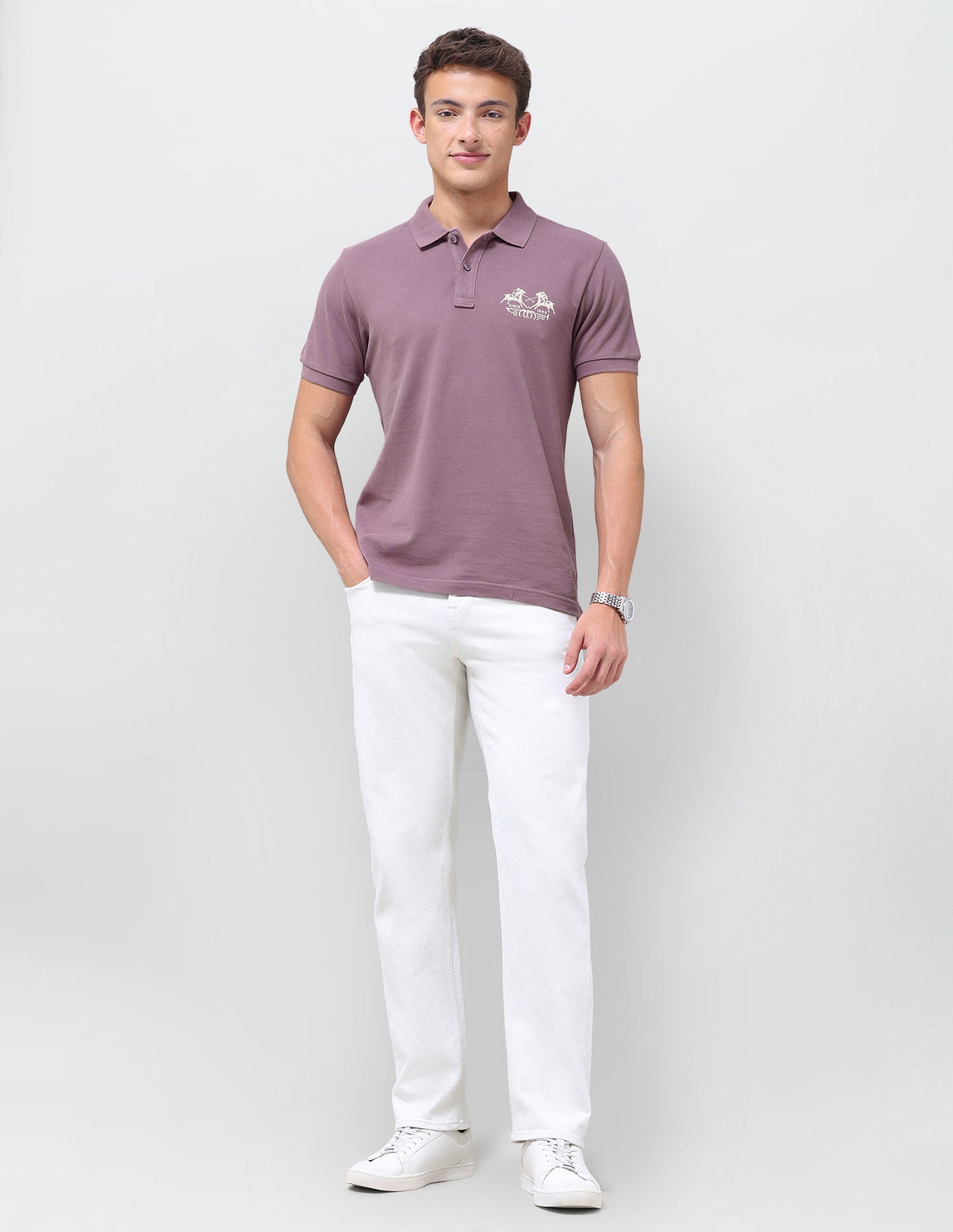 Graphic Brand Printed Slim Fit Polo Shirt Dark Pink - U.S. Polo Assn. India | Large