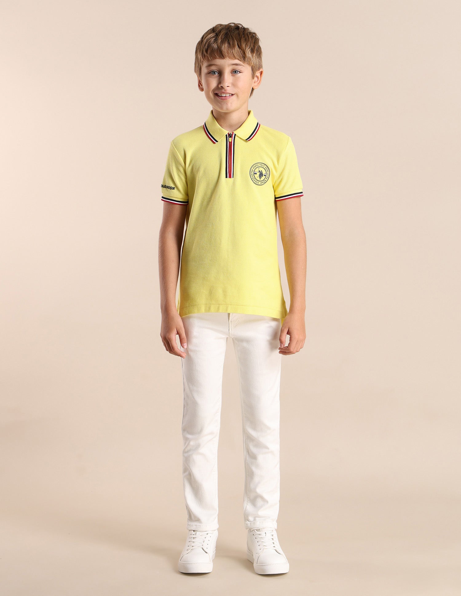 Boys Solid Regular Fit Polo Shirt Light Yellow - U.S. POLO ASSN. | Large