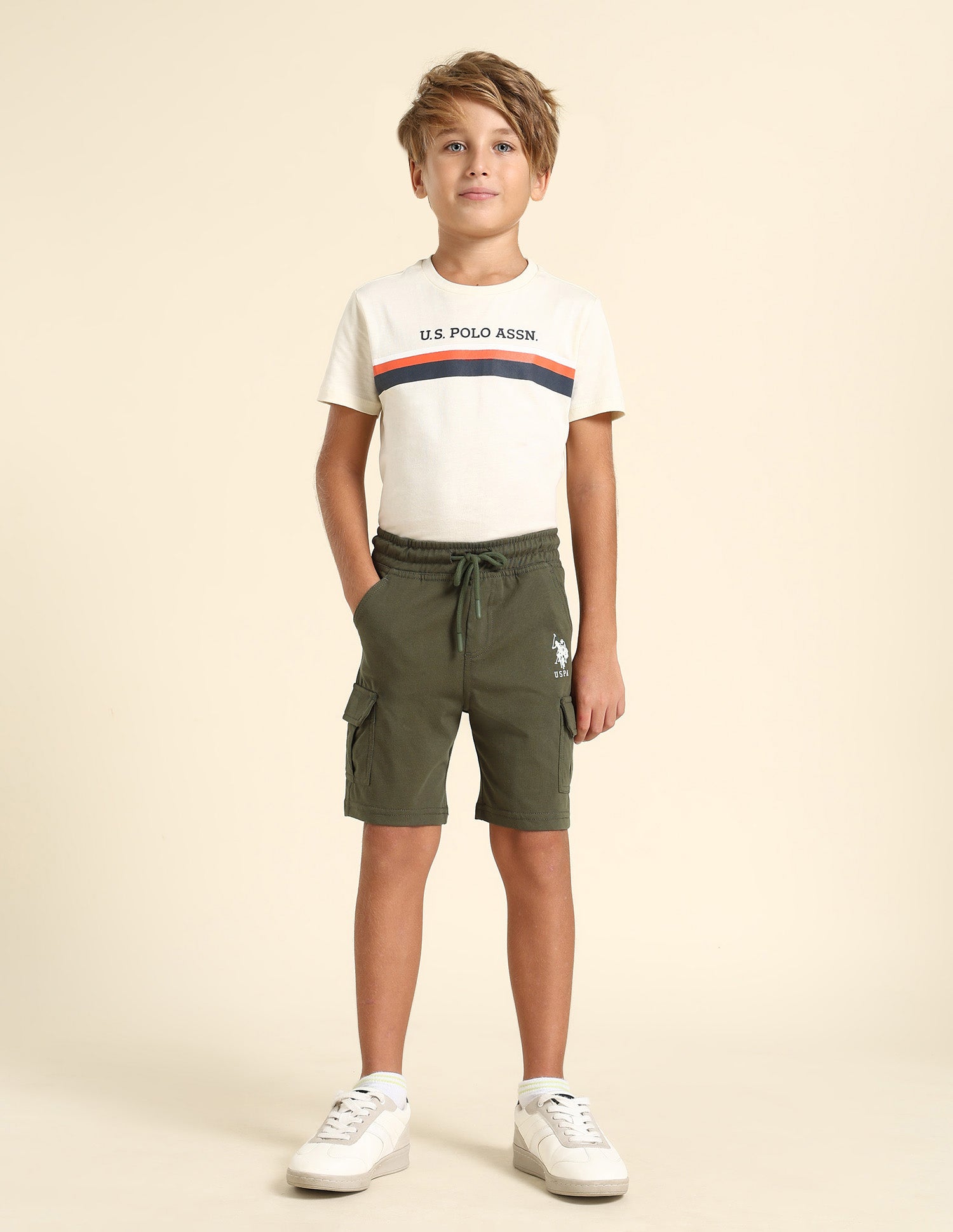 Boys Pure Cotton Regular Fit Shorts Olive - U.S. POLO ASSN. | Large