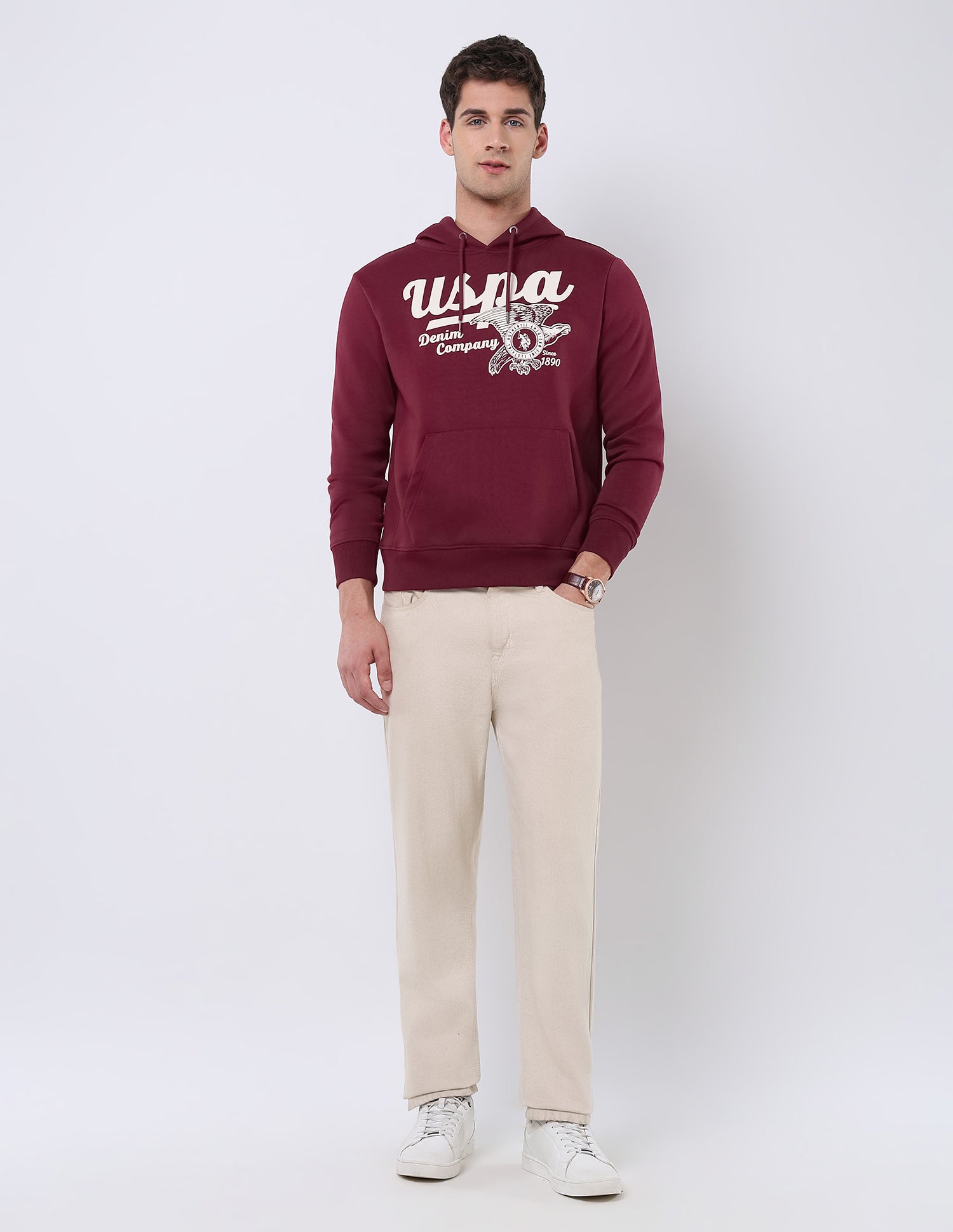 Brand Printed Regular Fit Sweatshirt Maroon - U.S. POLO ASSN. | Large