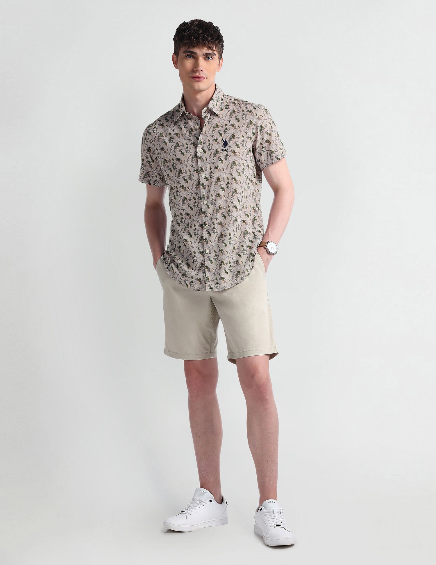 Floral Print Shirt Beige - U.S. POLO ASSN. | Large