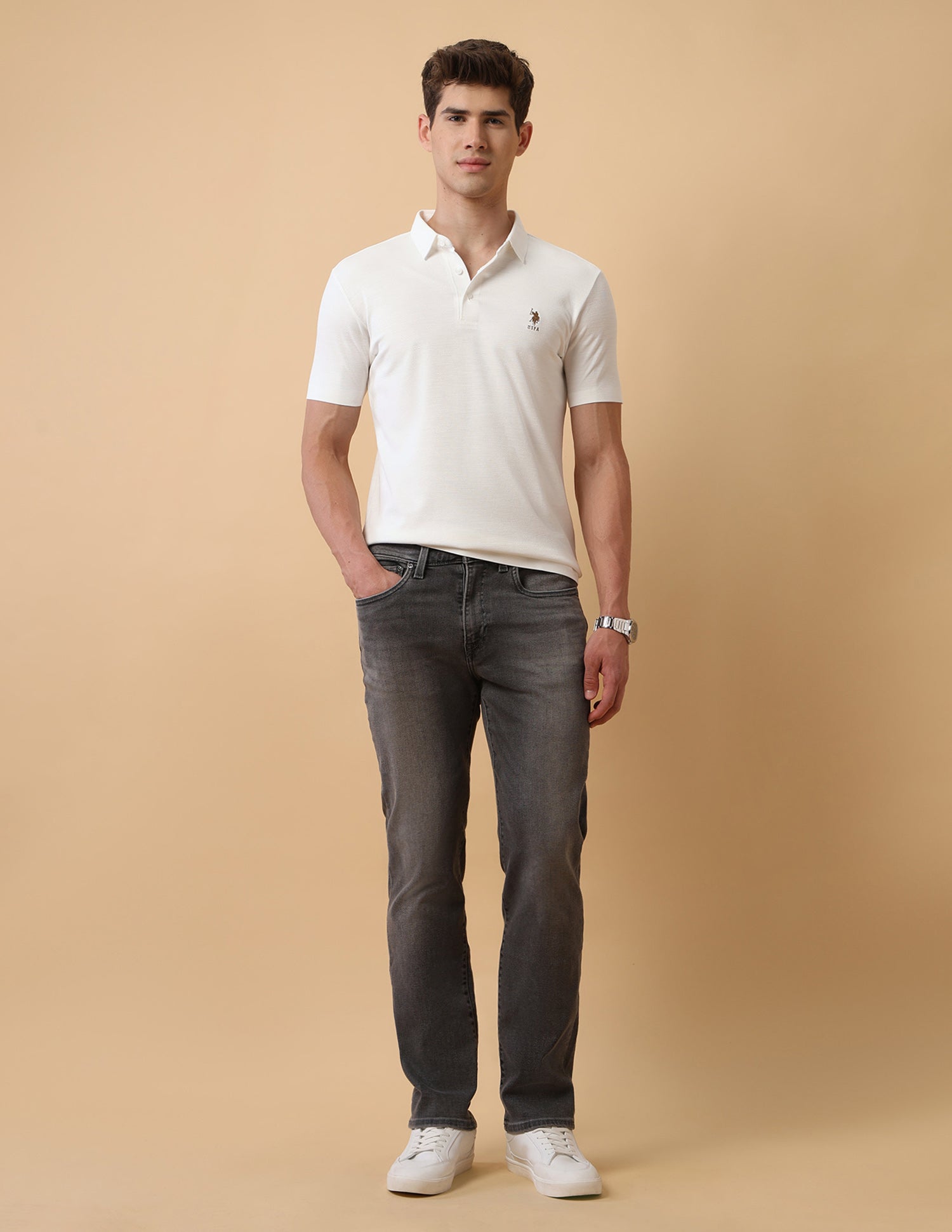 Pacho X Slim Fit Polo Shirt Off White - U.S. Polo Assn. India | Large