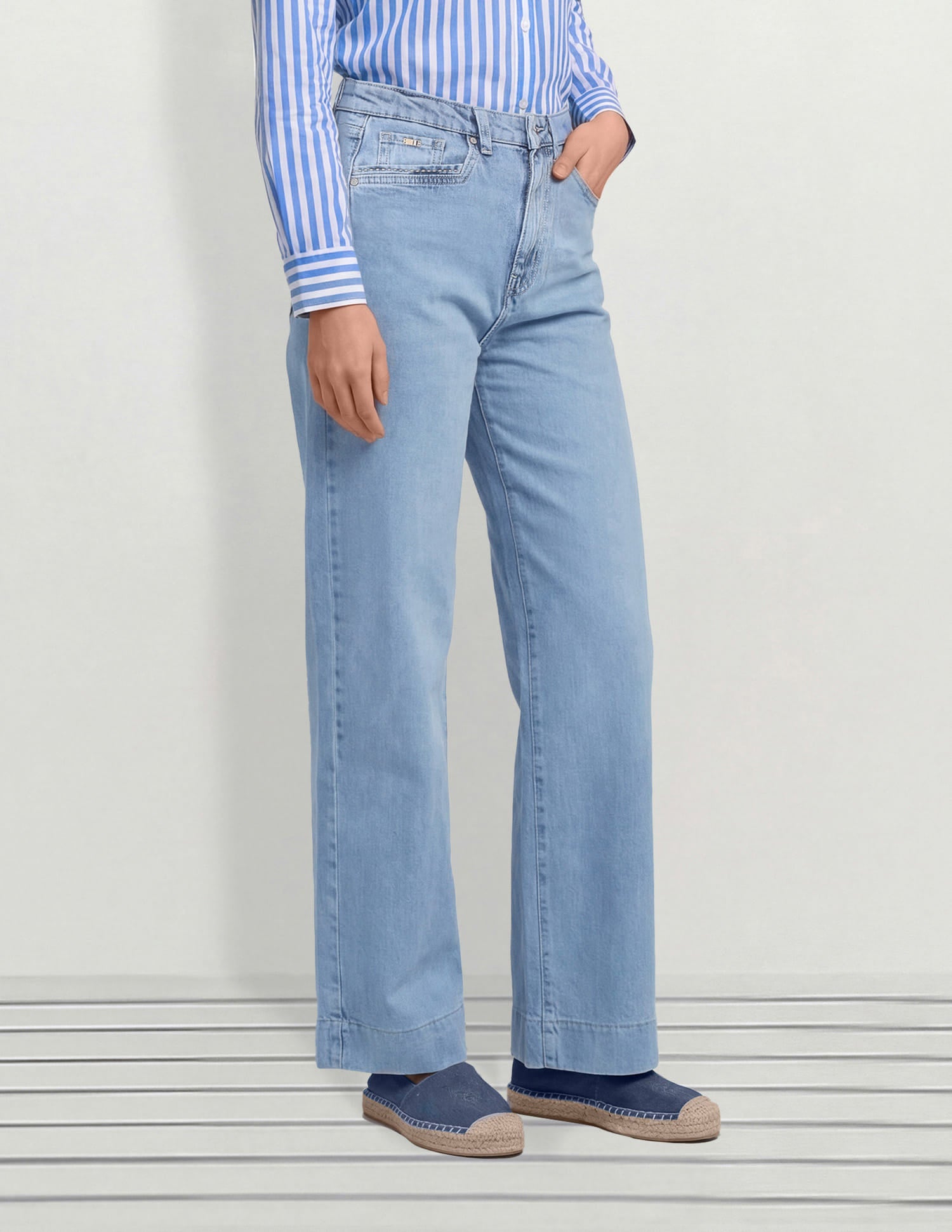 High Rise Wide Leg Fit Jeans Blue - U.S. Polo Assn. India | Large