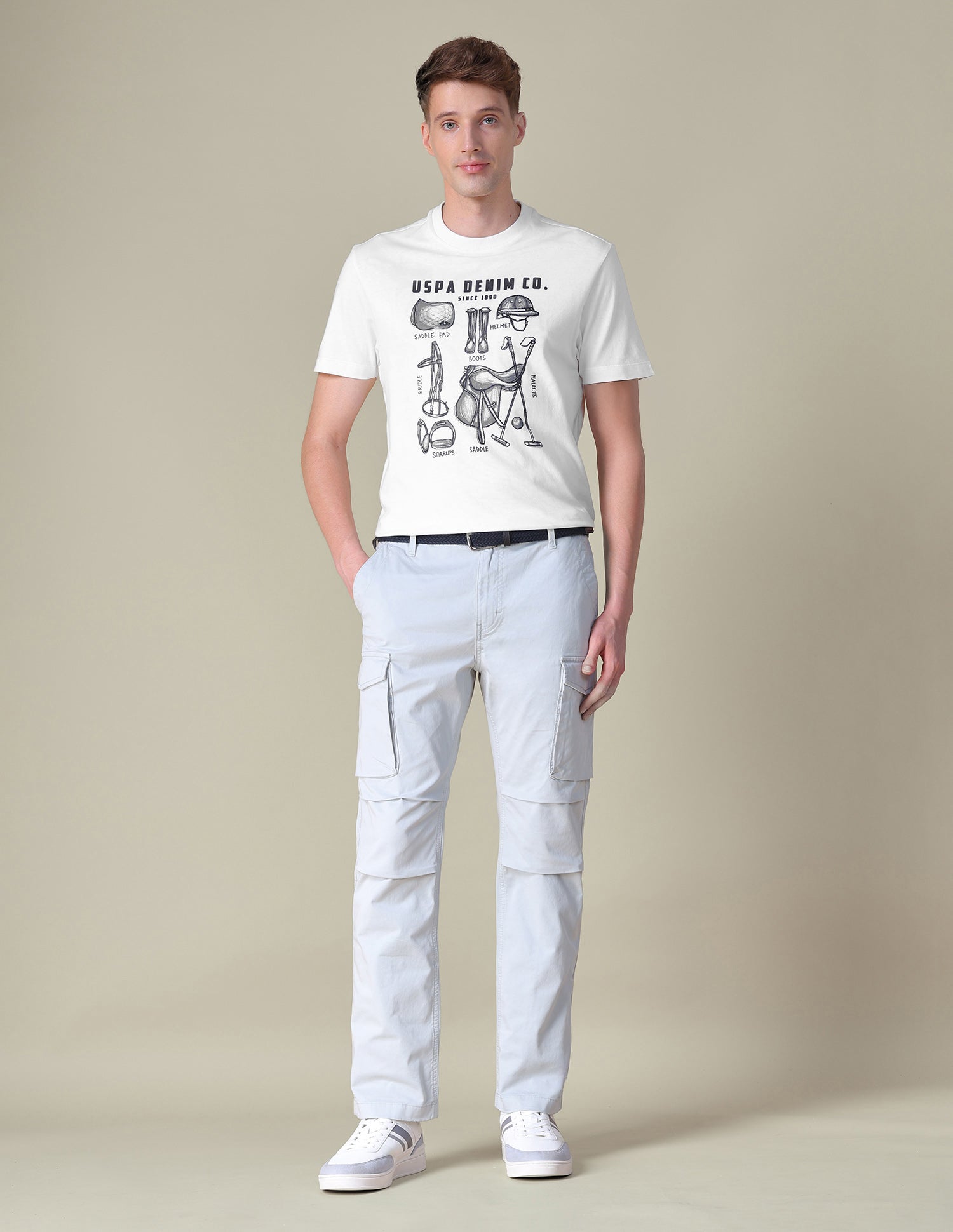 Graphic Printed Slim Fit T-Shirt Ivory - U.S. POLO ASSN. | Large