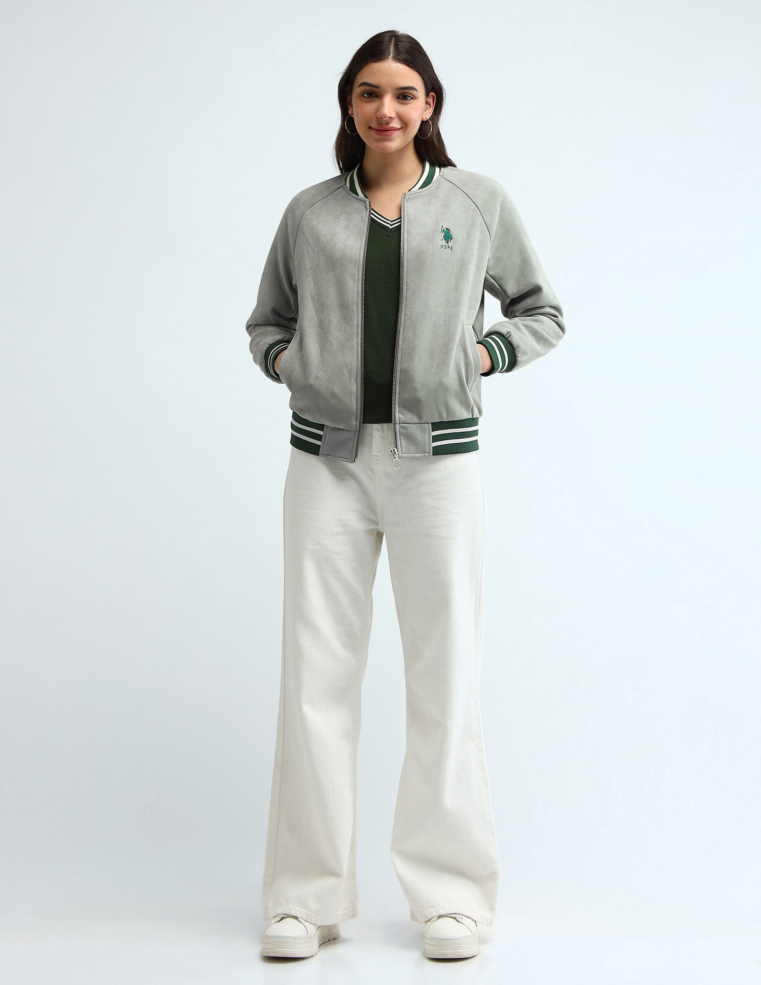 Varsity Suede Jacket Mint - U.S. POLO ASSN. | Large