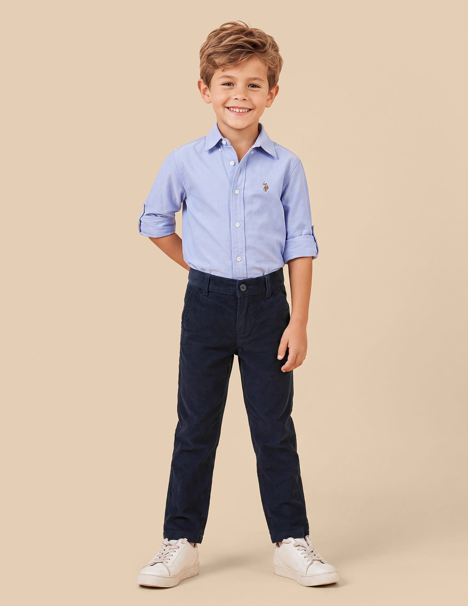 Corduroy Regular Fit Trousers Blue - U.S. Polo Assn. India | Large