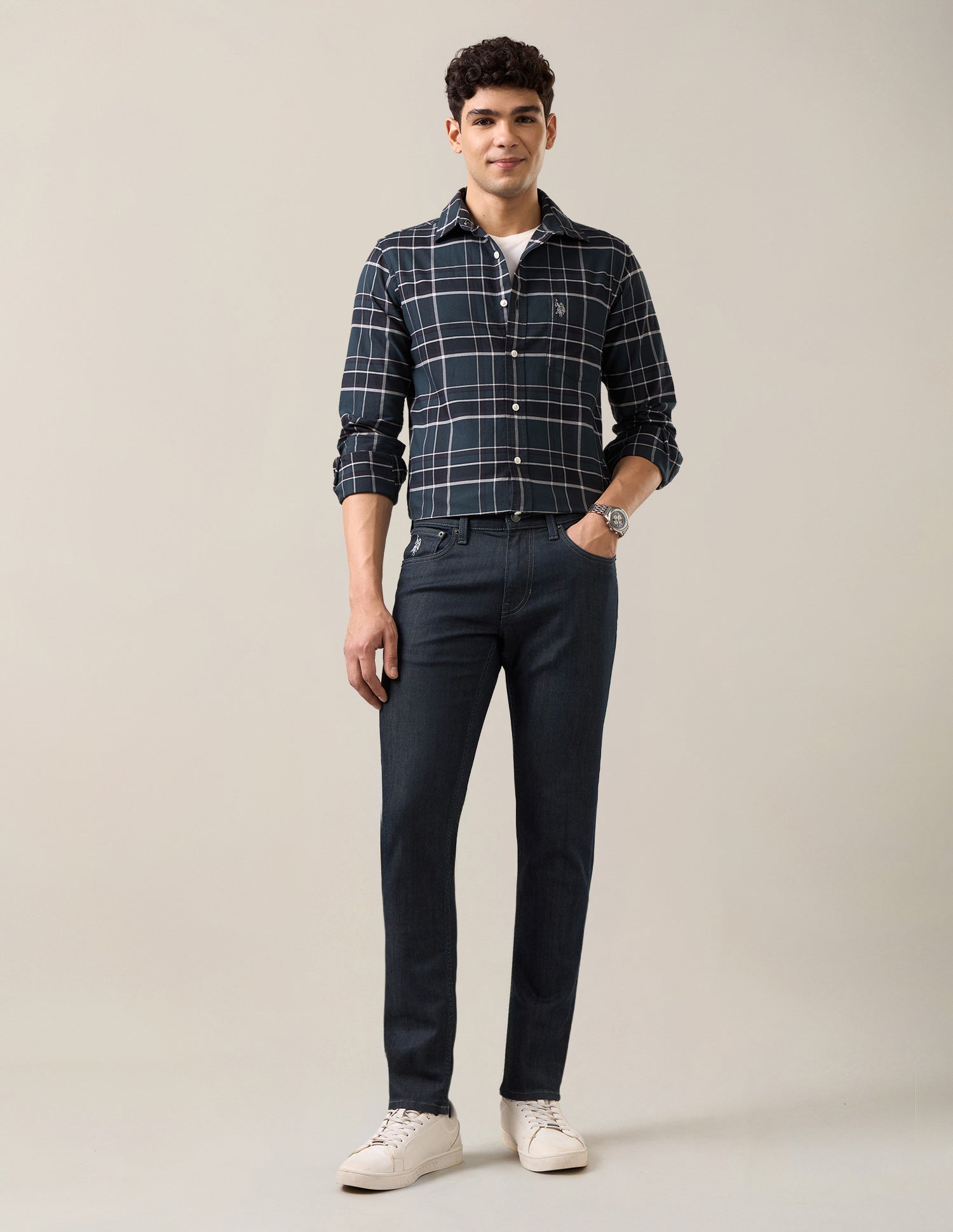 Brandon Slim-Tapered Fit Blue Jeans Rinse Blue - U.S. Polo Assn. India | Large