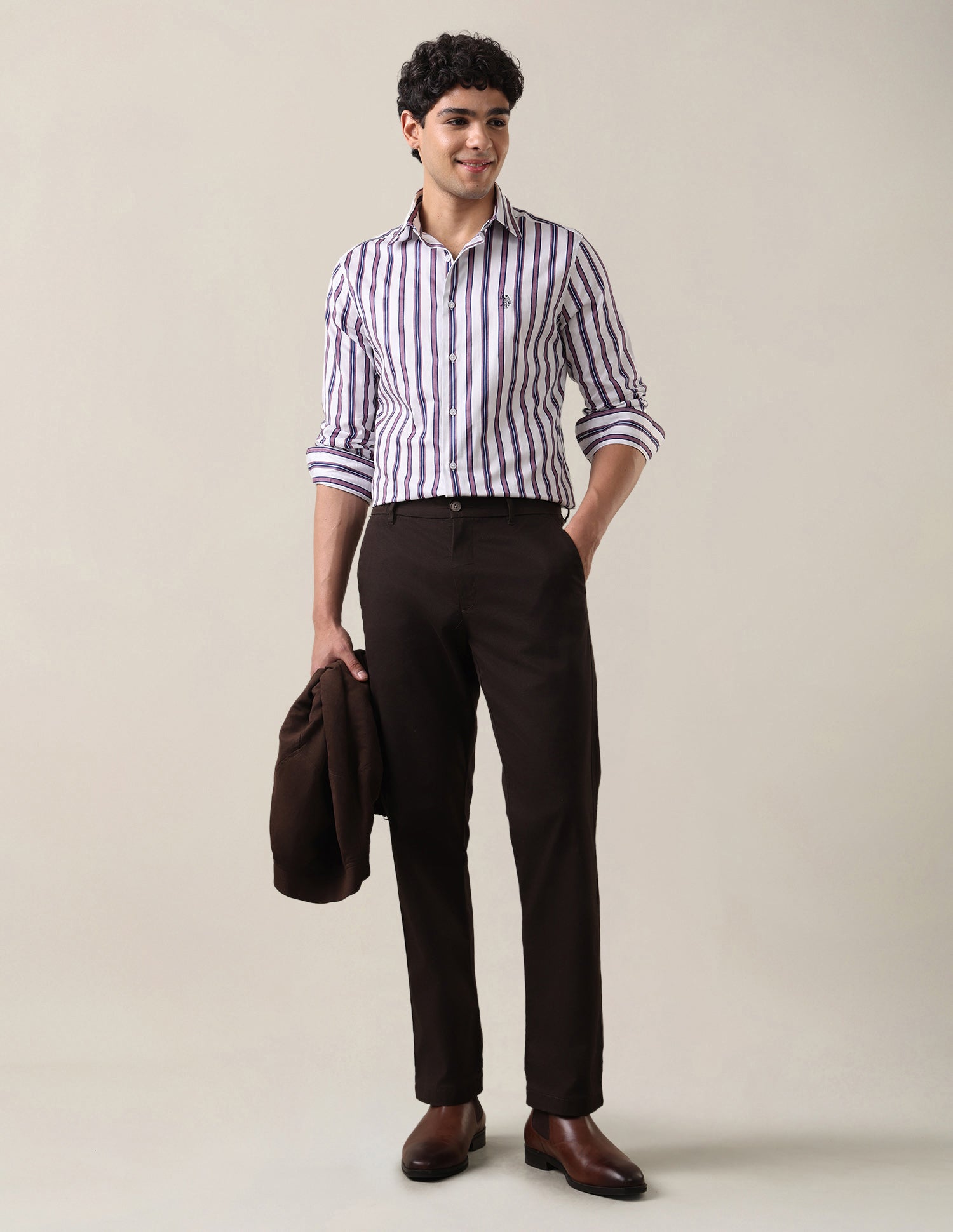 Satin Vertical Striped Shirt Lavender - U.S. Polo Assn. India | Large
