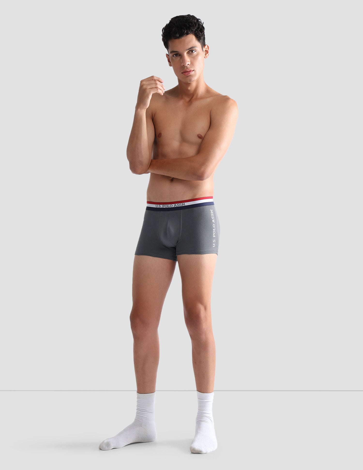 Solid Antibacterial ET002 Trunks - Pack Of 2 Navy and Iron Gate - U.S. POLO ASSN. | Large