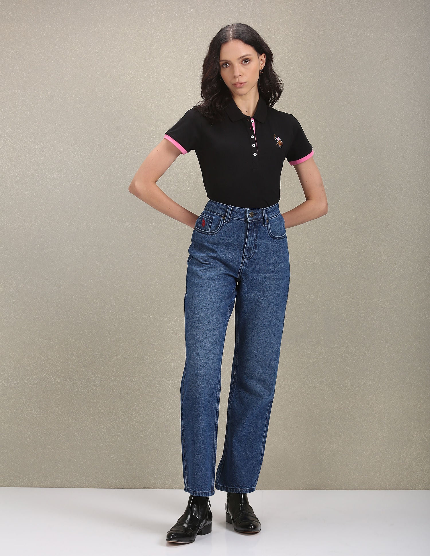 Straight Fit Mid Rise Jeans Dark Blue - U.S. Polo Assn. India | Large