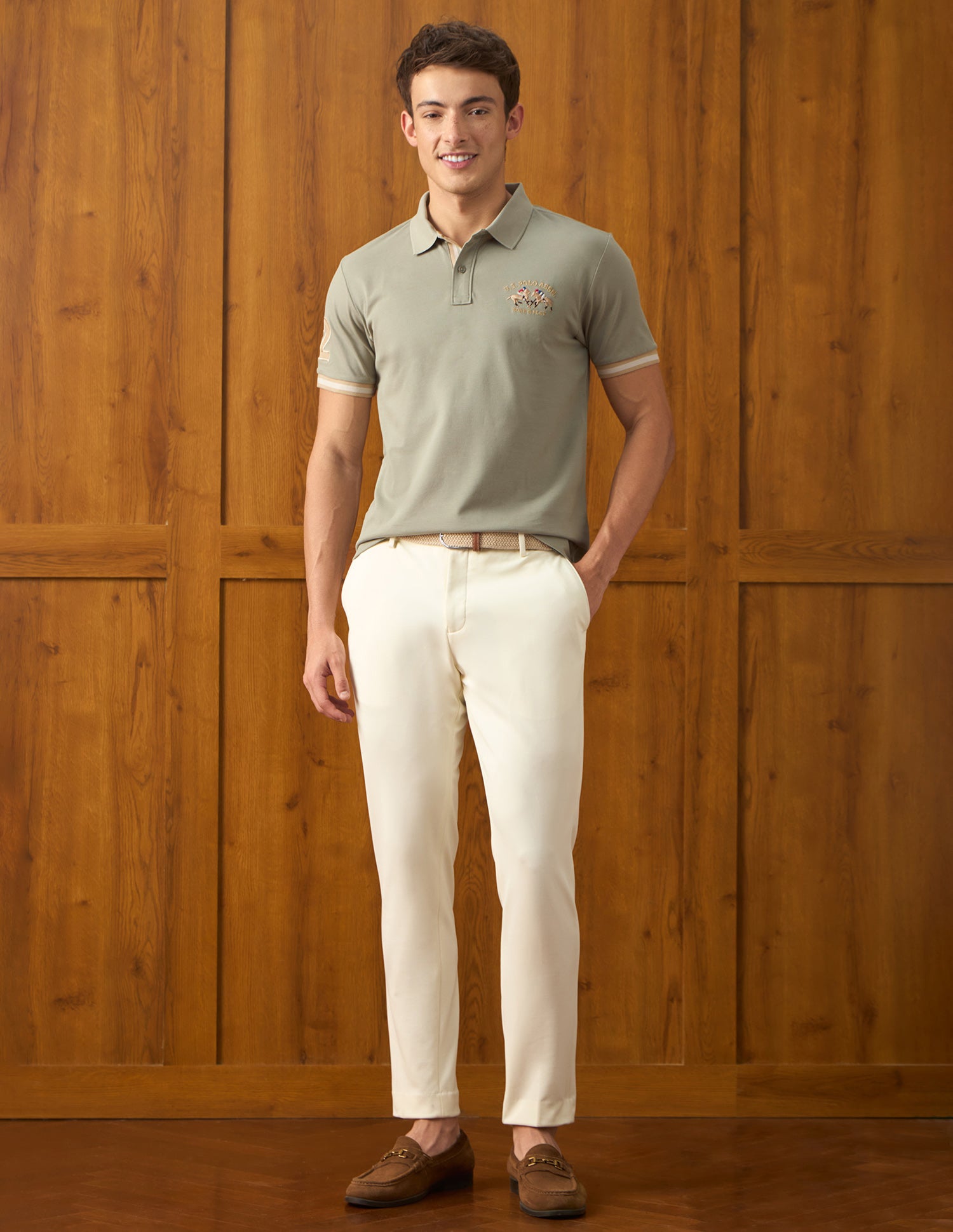 Solid Slim Fit Polo Shirt Light Green - U.S. Polo Assn. India | Large
