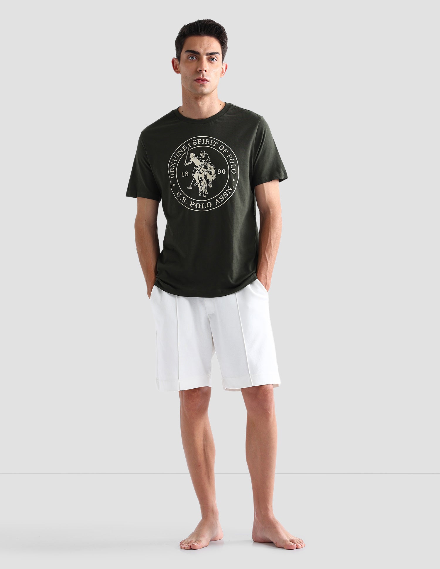 Comfort Fit Printed I643 Lounge T-Shirt - Pack Of 1 Olive - U.S. POLO ASSN. | Large