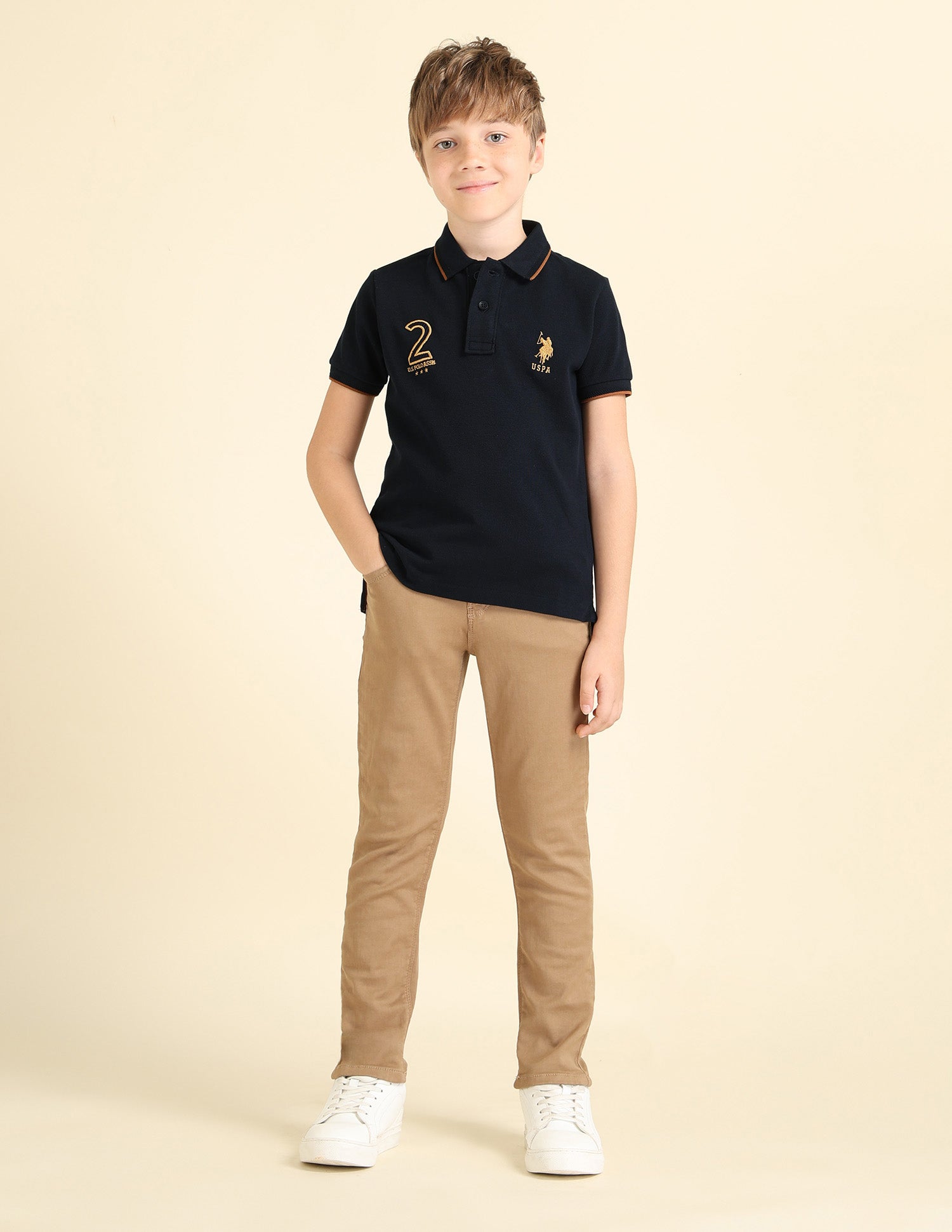 Boys Brand Appliqued Regular Fit Polo Shirt Navy - U.S. POLO ASSN. | Large