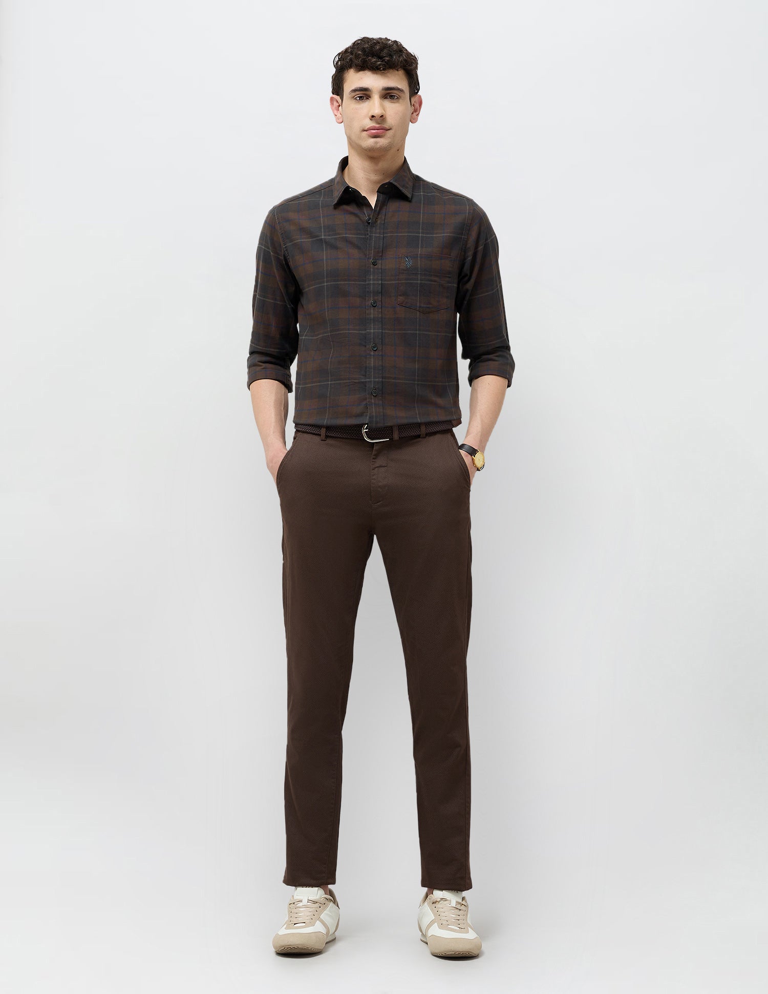 Twill Tailored Fit Shirt Choco - U.S. POLO ASSN. | Large
