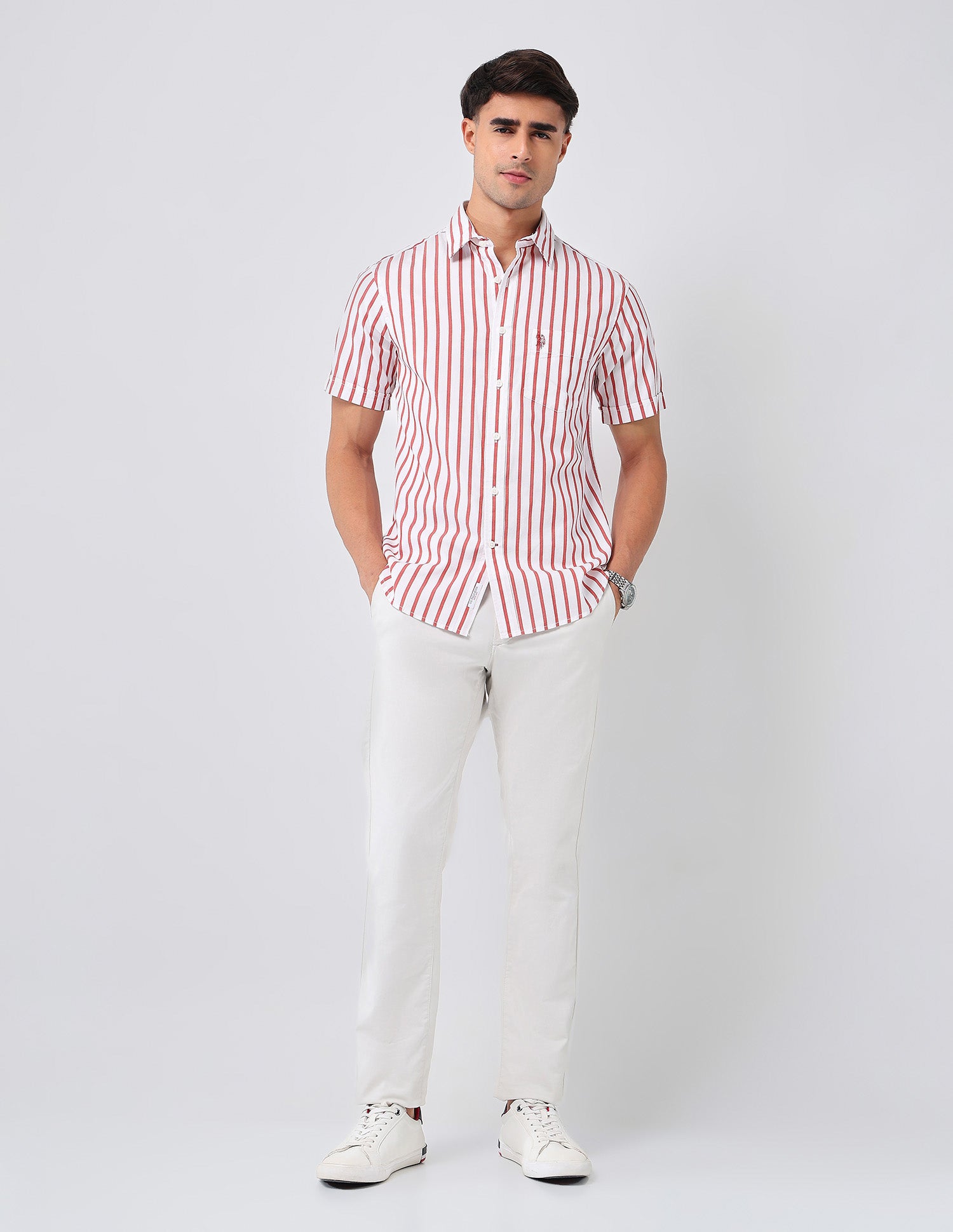 Vertical Striped 135Th Shirt Rust - U.S. Polo Assn. India | Large
