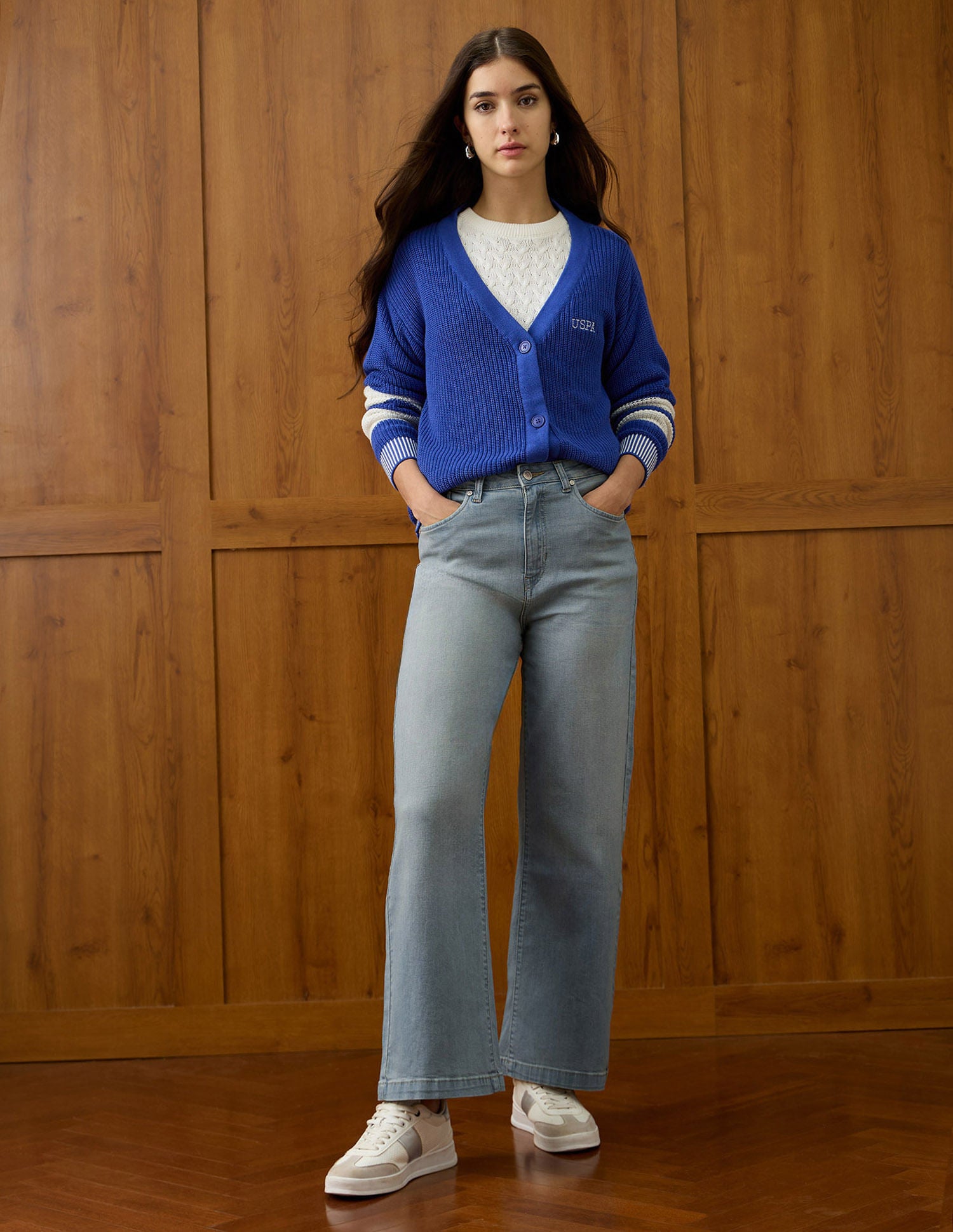 High Rise Wide Leg Fit Jeans Blue - U.S. POLO ASSN. | Large