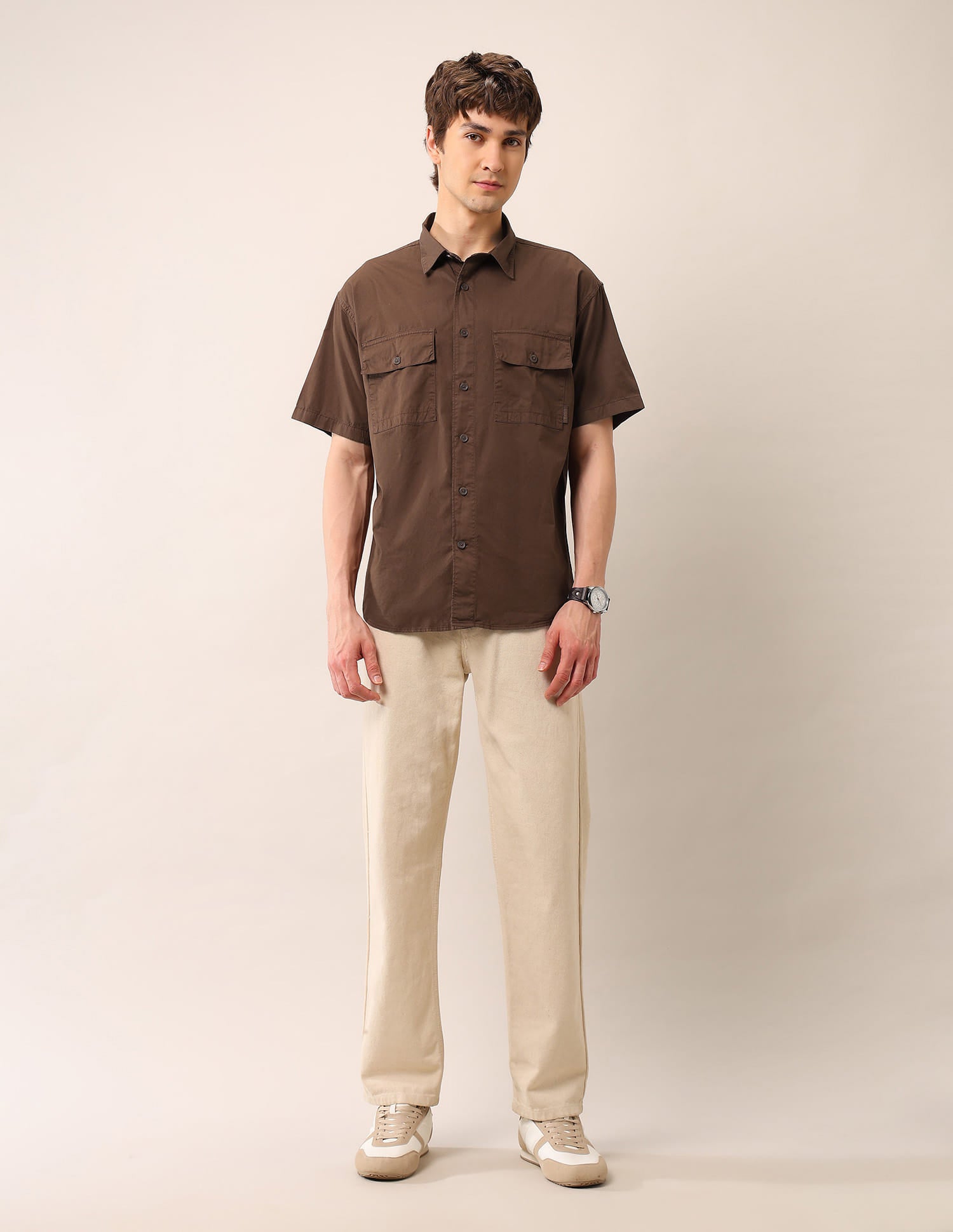 Pure Cotton Regular Fit Twill Shirt Rust - U.S. Polo Assn. India | Large