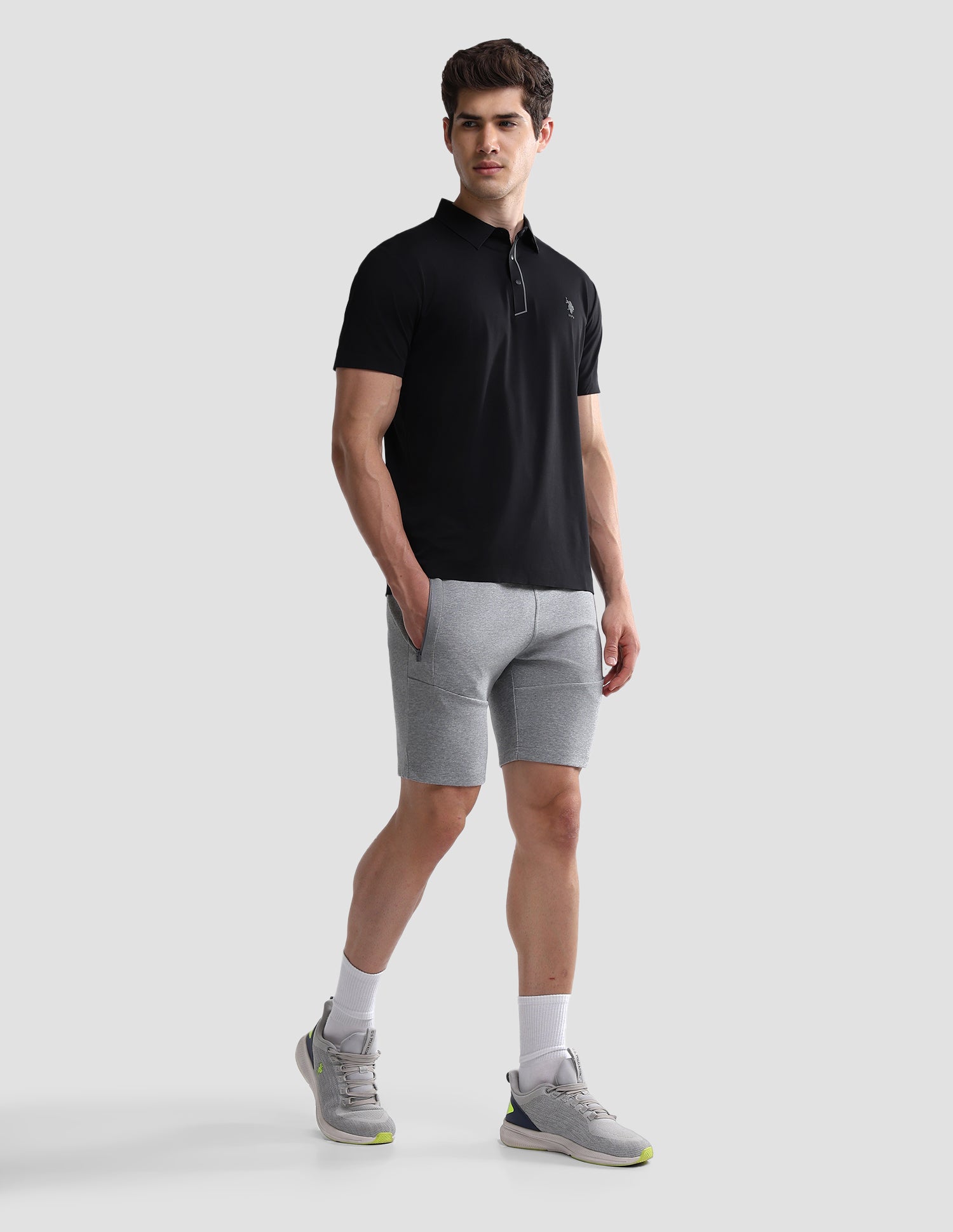 Solid Slim Fit Active Polo Shirt Black - U.S. Polo Assn. India | Large