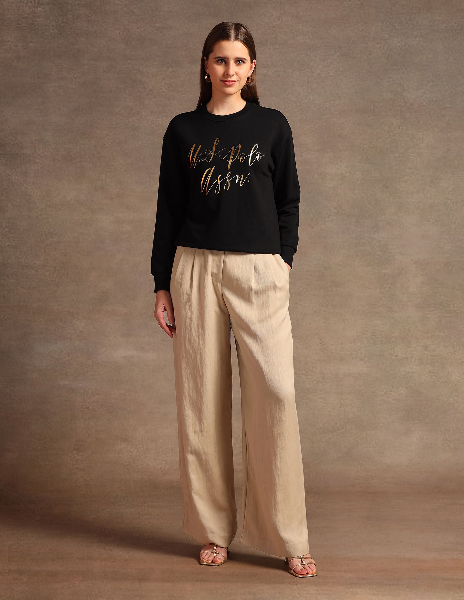 Foil Logo Boxy Sweatshirt Black - U.S. POLO ASSN. | Large