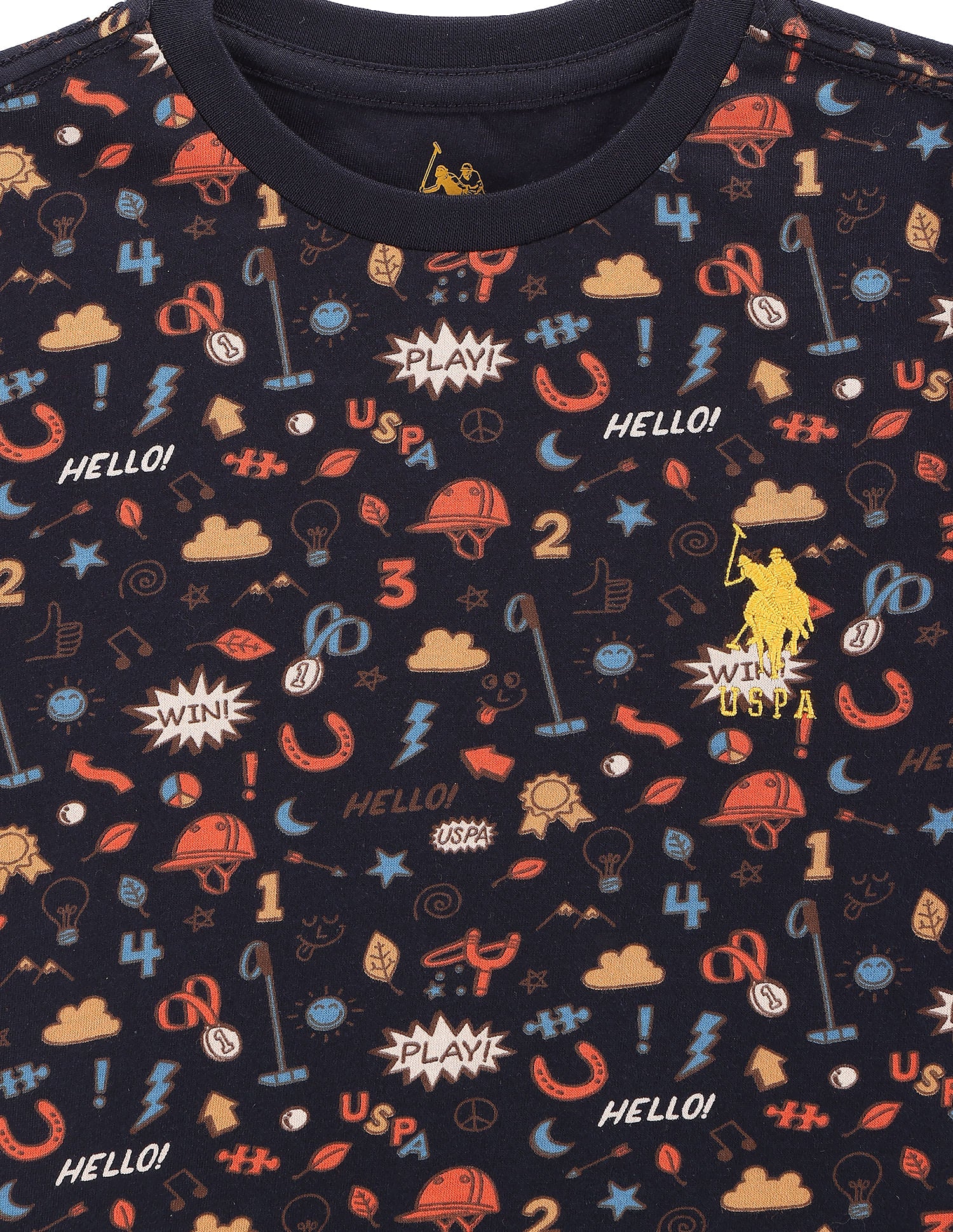 Boys Graphic Print Cotton T-Shirt Navy - U.S. POLO ASSN. | Large