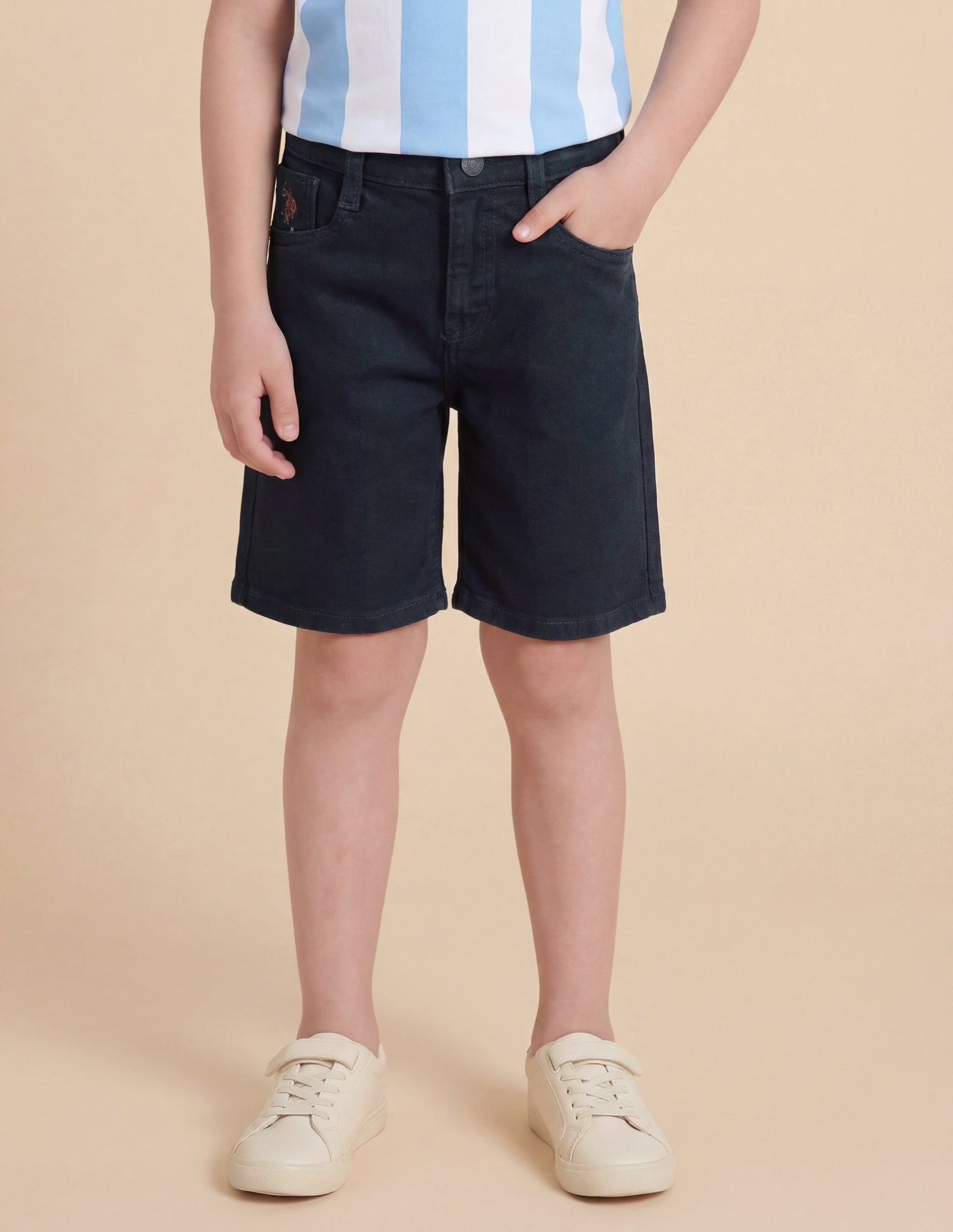 Boys Regular Fit Solid Shorts Navy - U.S. Polo Assn. India | Large
