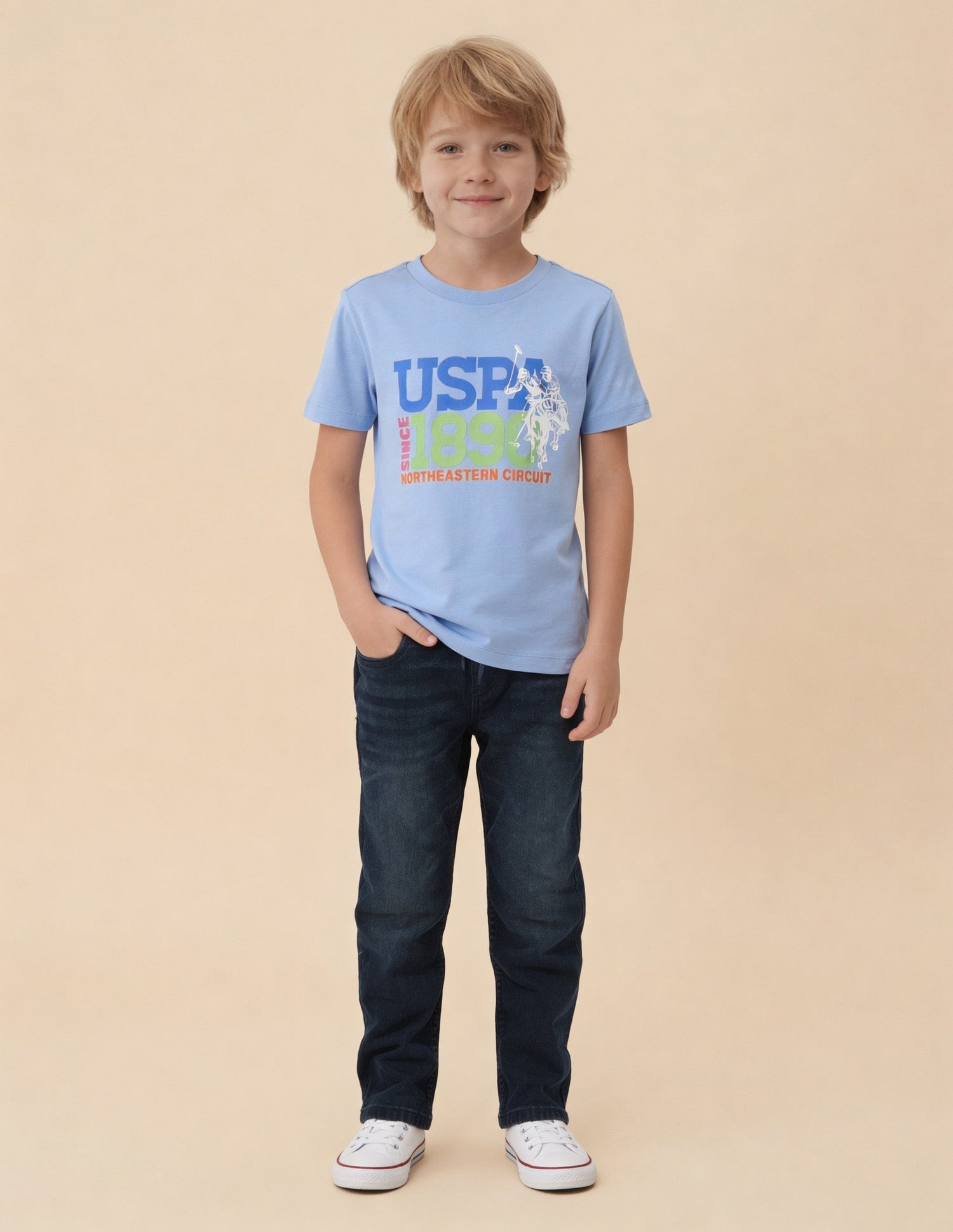 Graphic Brand Printed Regular Fit T-Shirt Blue - U.S. Polo Assn. India | Large