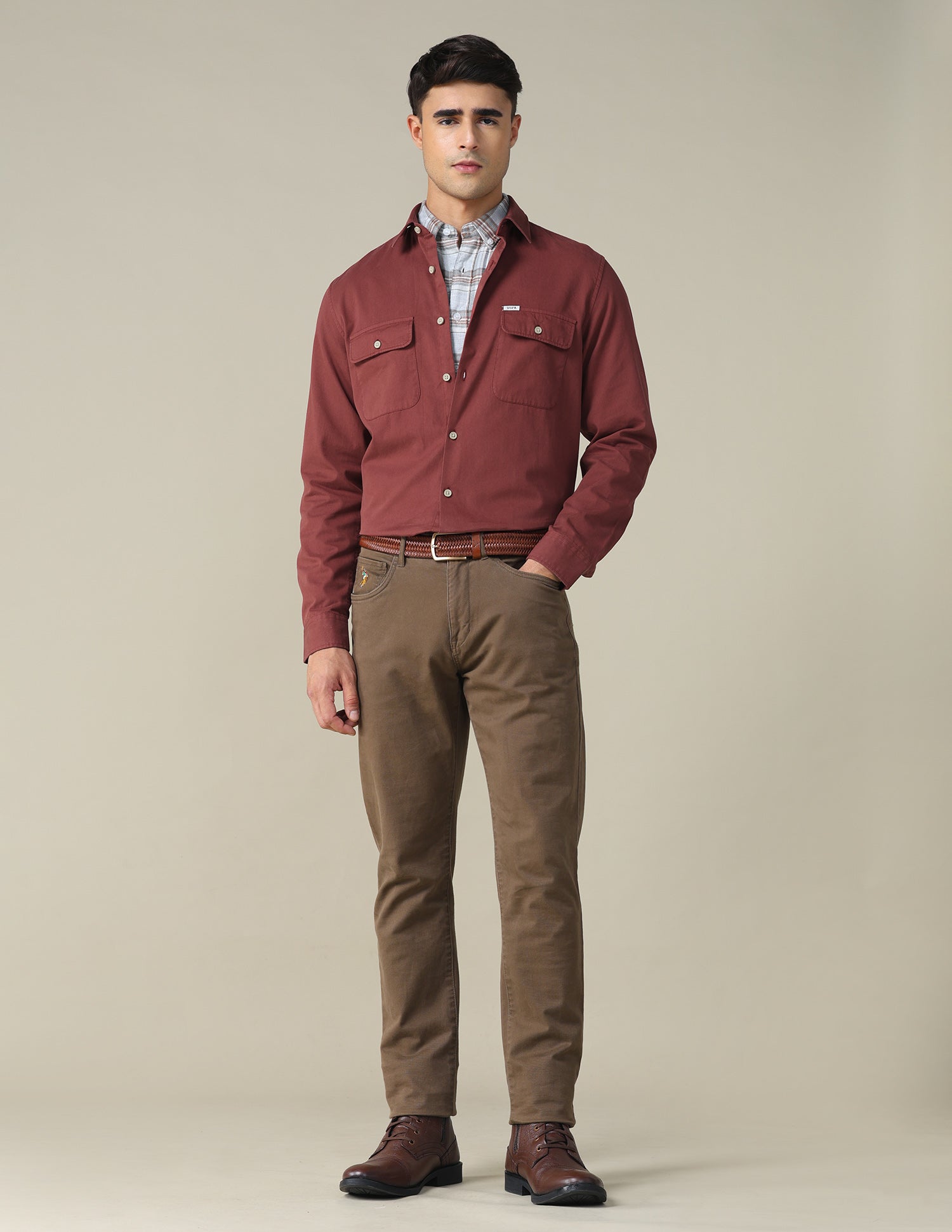 Twill Relaxed Fit Shirt Rust - U.S. POLO ASSN. | Large