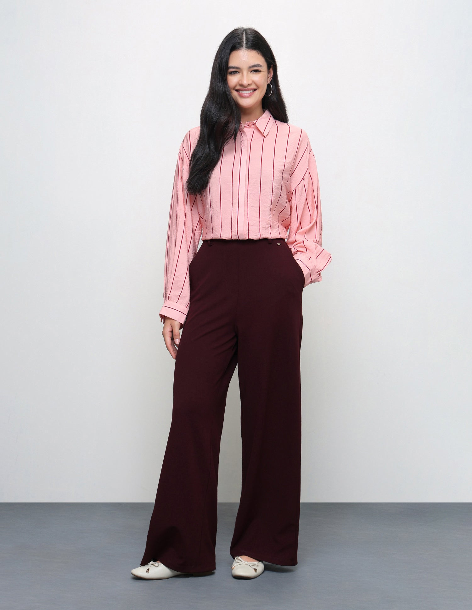 Vertical Striped Boxy Fit Shirt Pink - U.S. Polo Assn. India | Large
