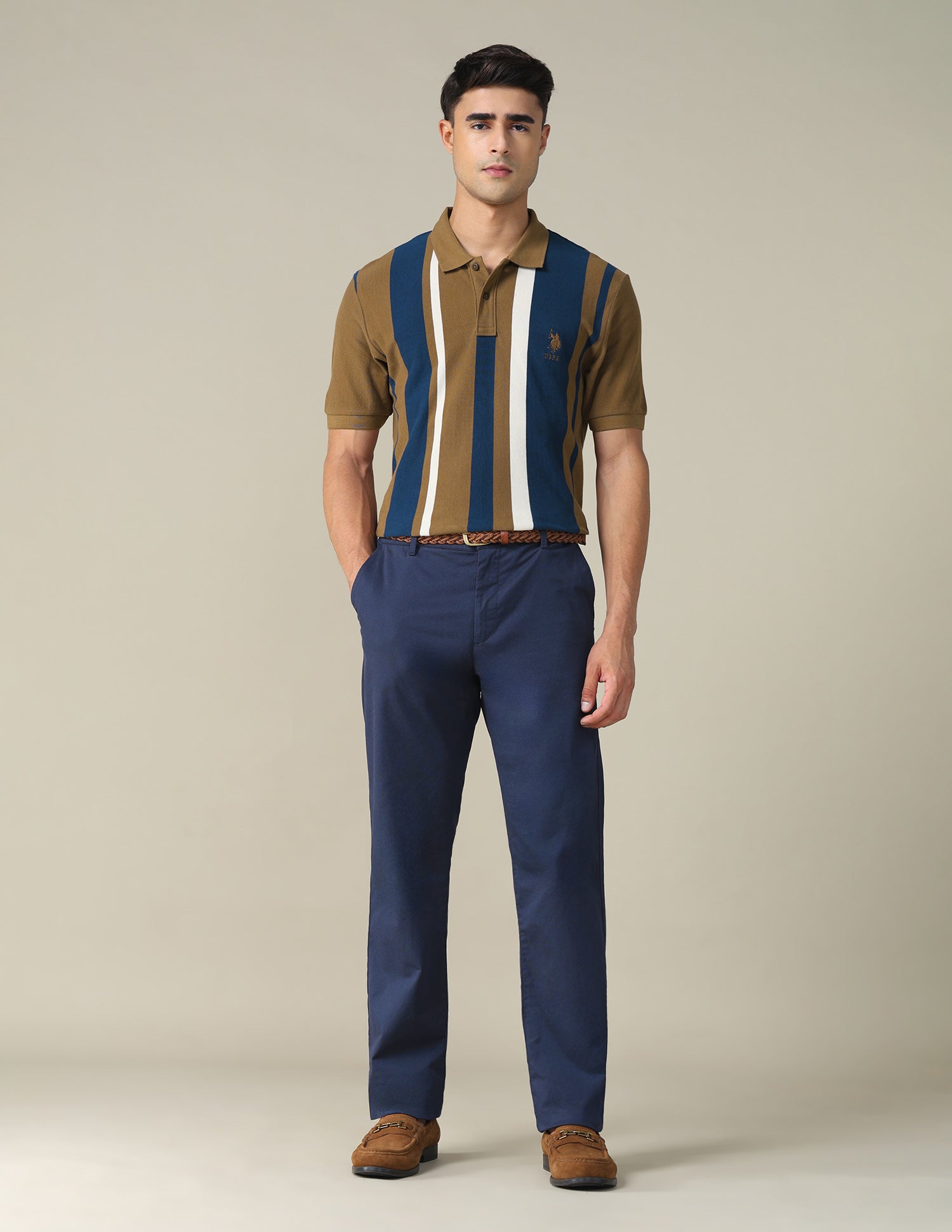 Vertical Striped Regular Fit Polo Shirt Blue - U.S. POLO ASSN. | Large