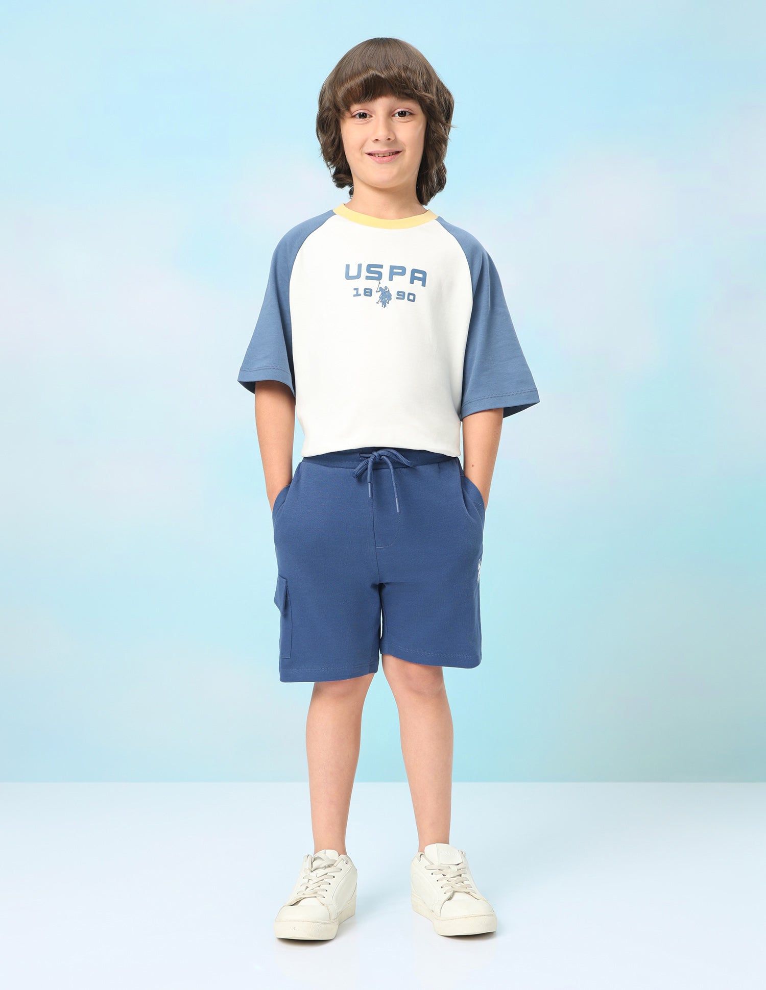Mid Rise Solid Shorts Blue - U.S. Polo Assn. India | Large