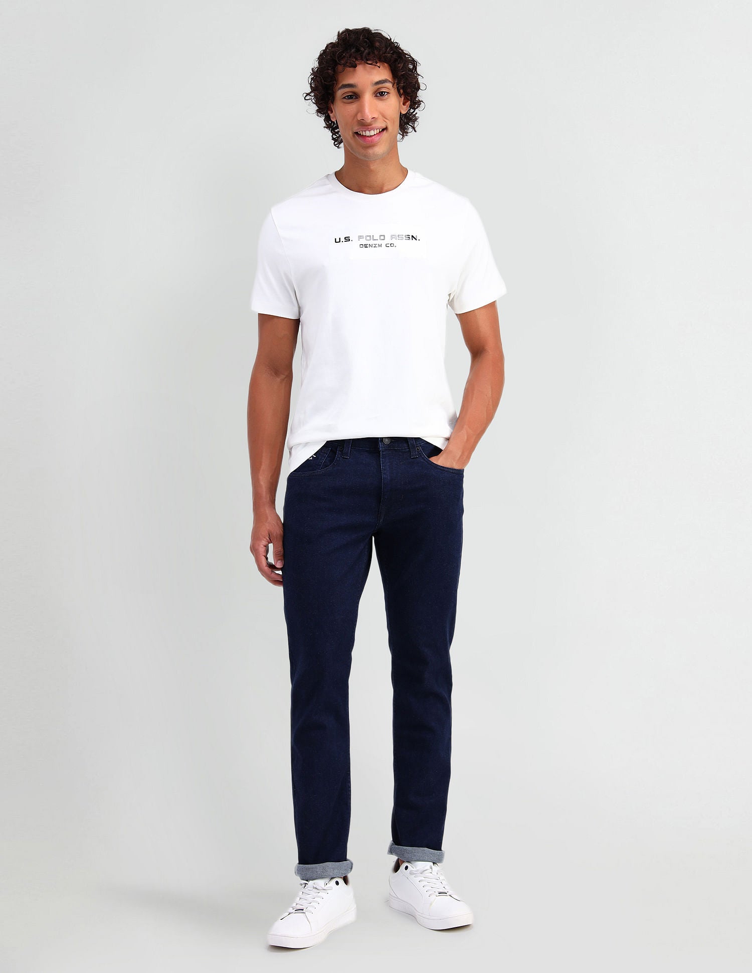 Muscle Fit Brand Print T-Shirt Ivory - U.S. Polo Assn. India | Large