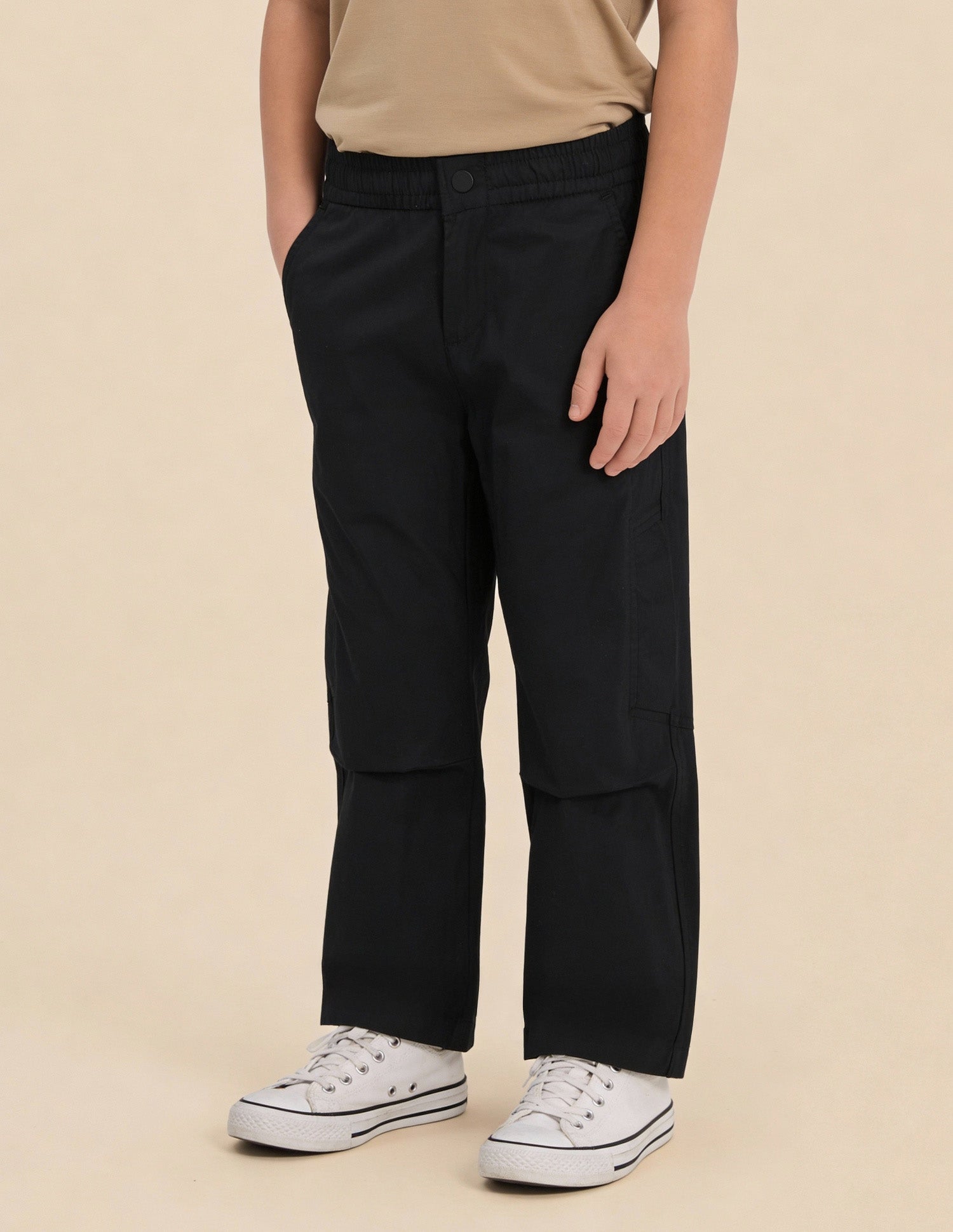 Boys Solid Relaxed Fit Trousers Black - U.S. Polo Assn. India | Large