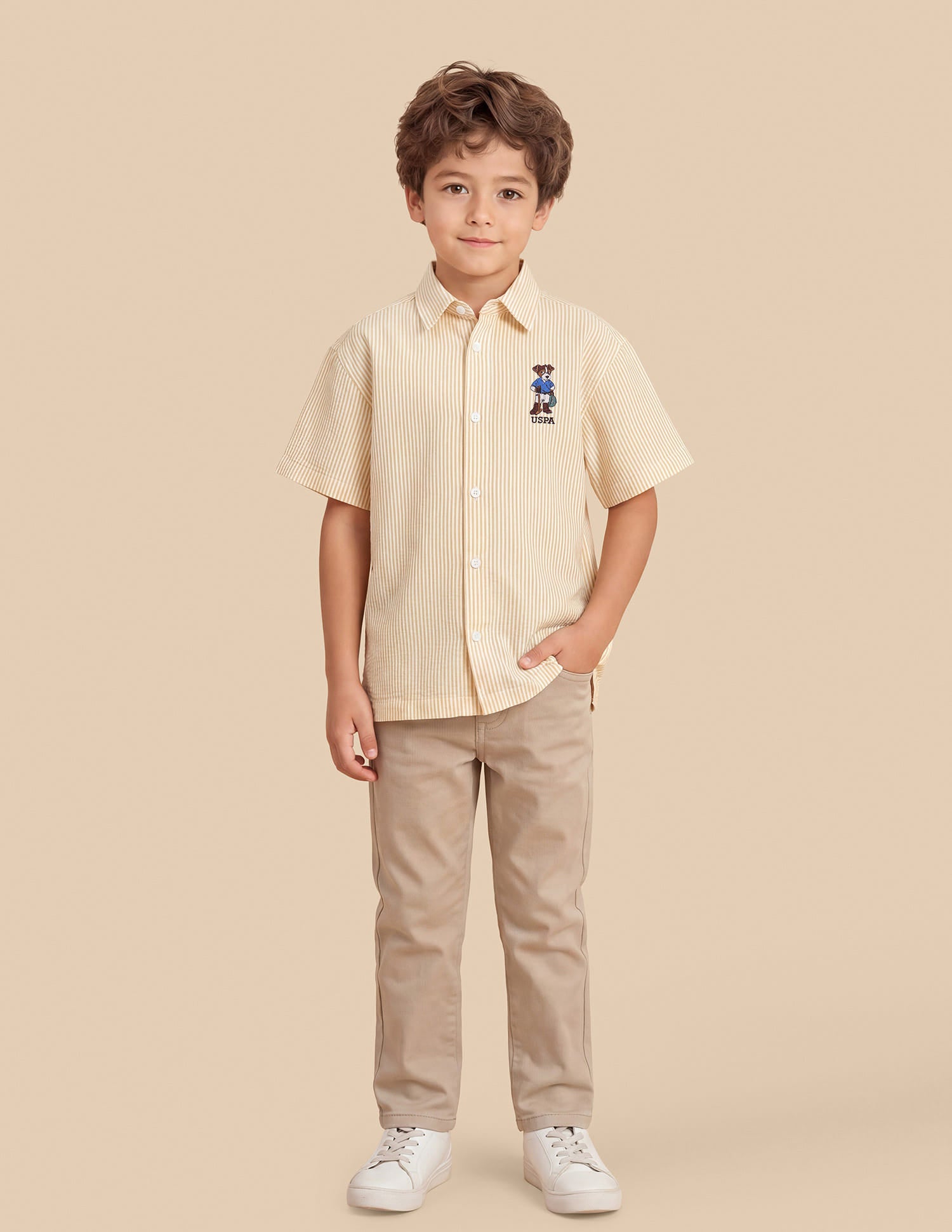 Vertical Striped Boxy Fit Shirt Mustard - U.S. Polo Assn. India | Large