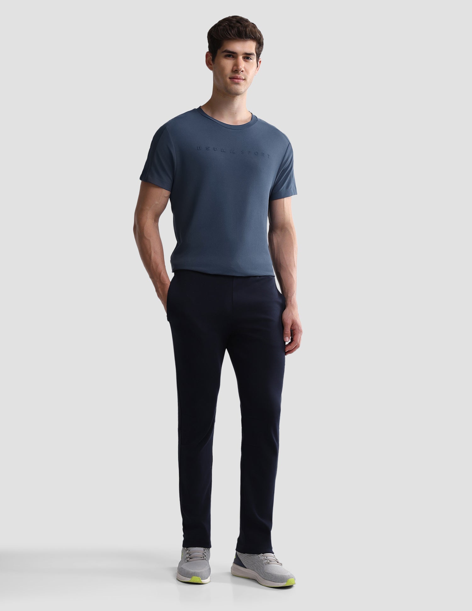 Solid Slim Fit Active T-Shirt Blue - U.S. Polo Assn. India | Large